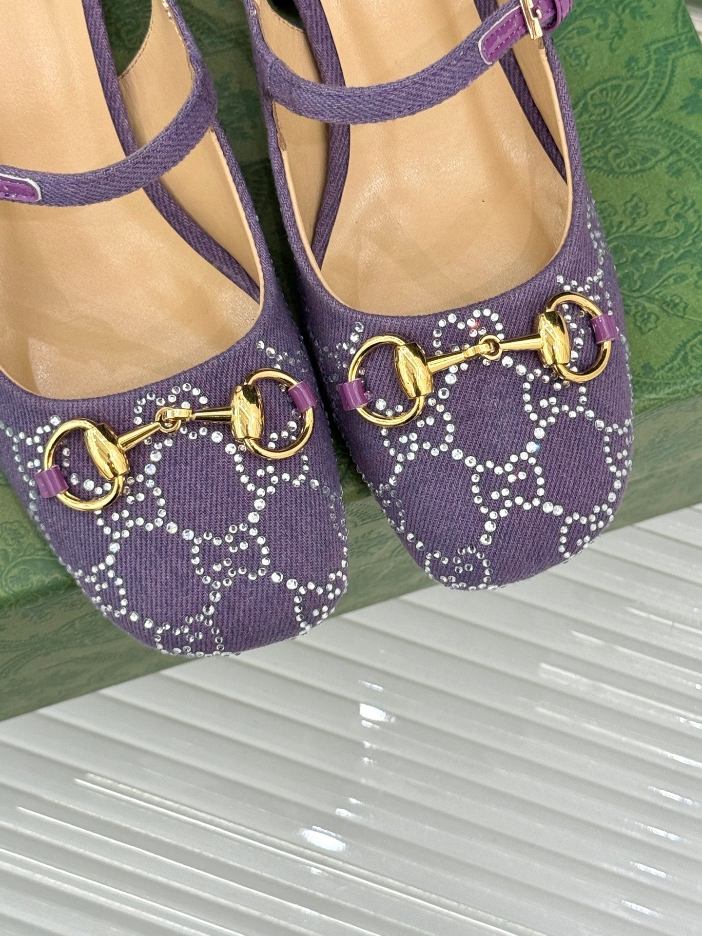 GC Horsebit Slingback Pump Purple Denim 412734