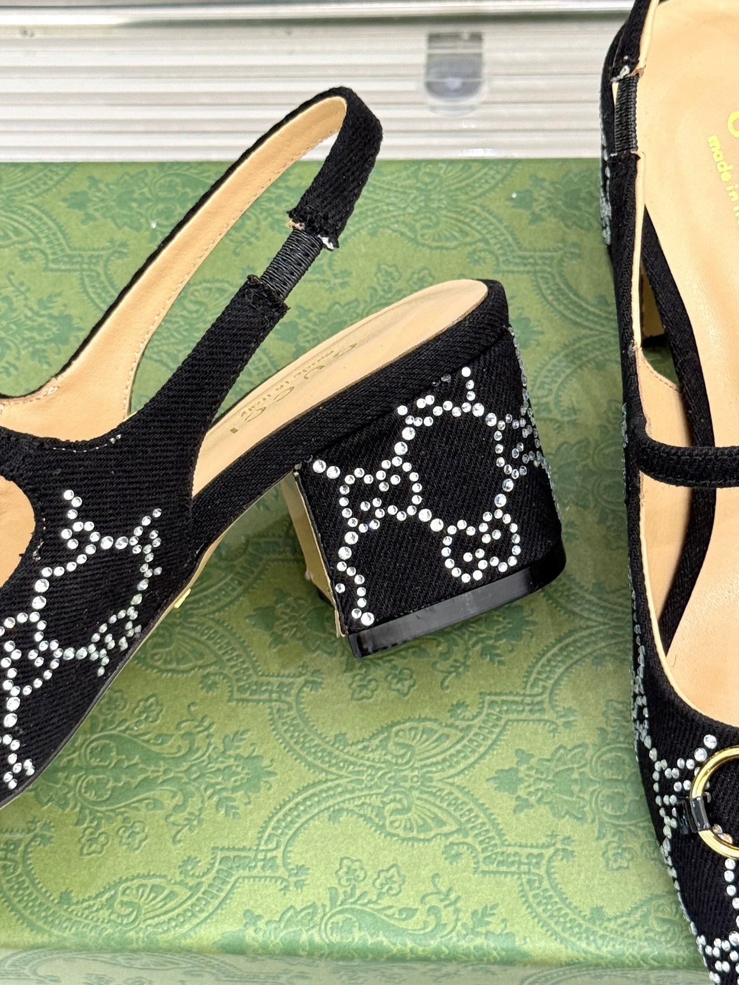 GC Horsebit Slingback Pump Black Denim 412736