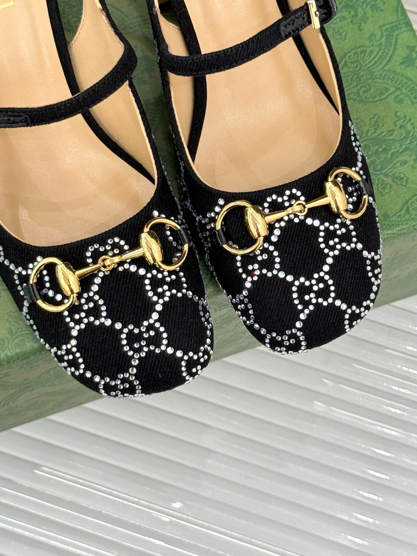 GC Horsebit Slingback Pump Black Denim 412736