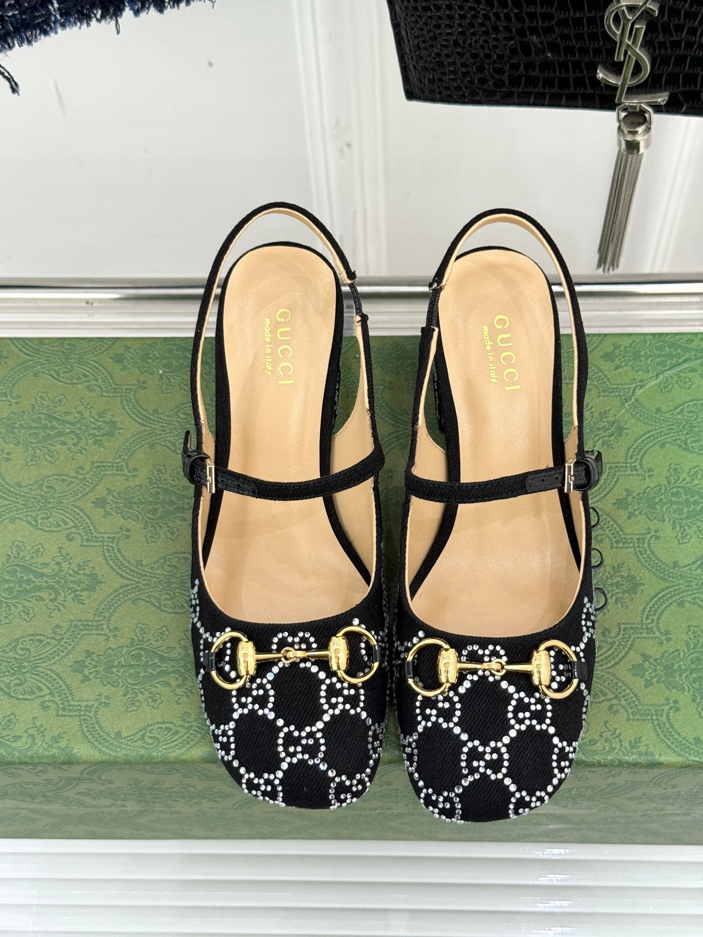 GC Horsebit Slingback Pump Black Denim 412736