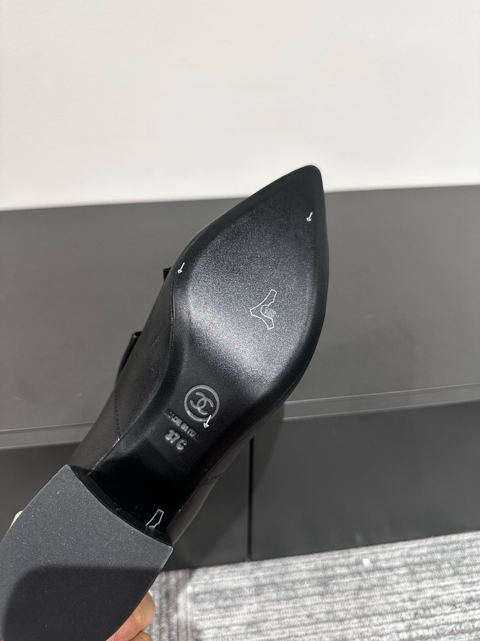 CC Ankle Boots Black Bow Tie Cowhide