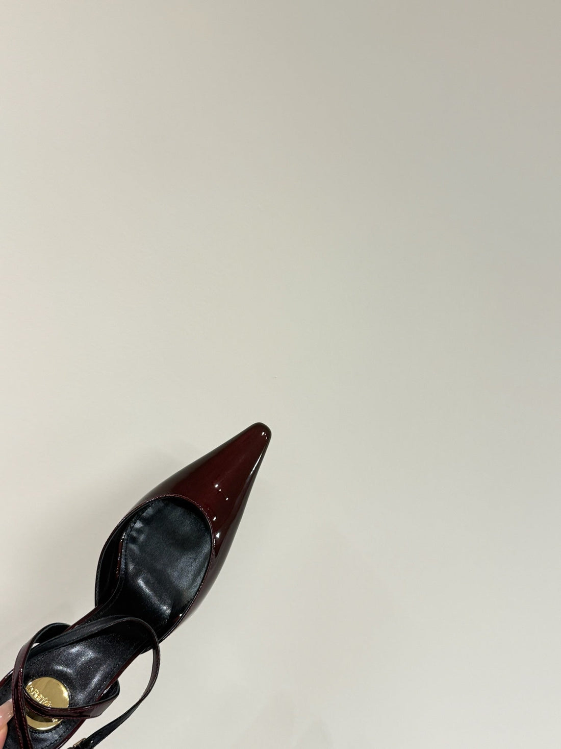 AIMÃ‰E SLINGBACK PUMPS IN WINE RED GLOSSY LAMBSKIN