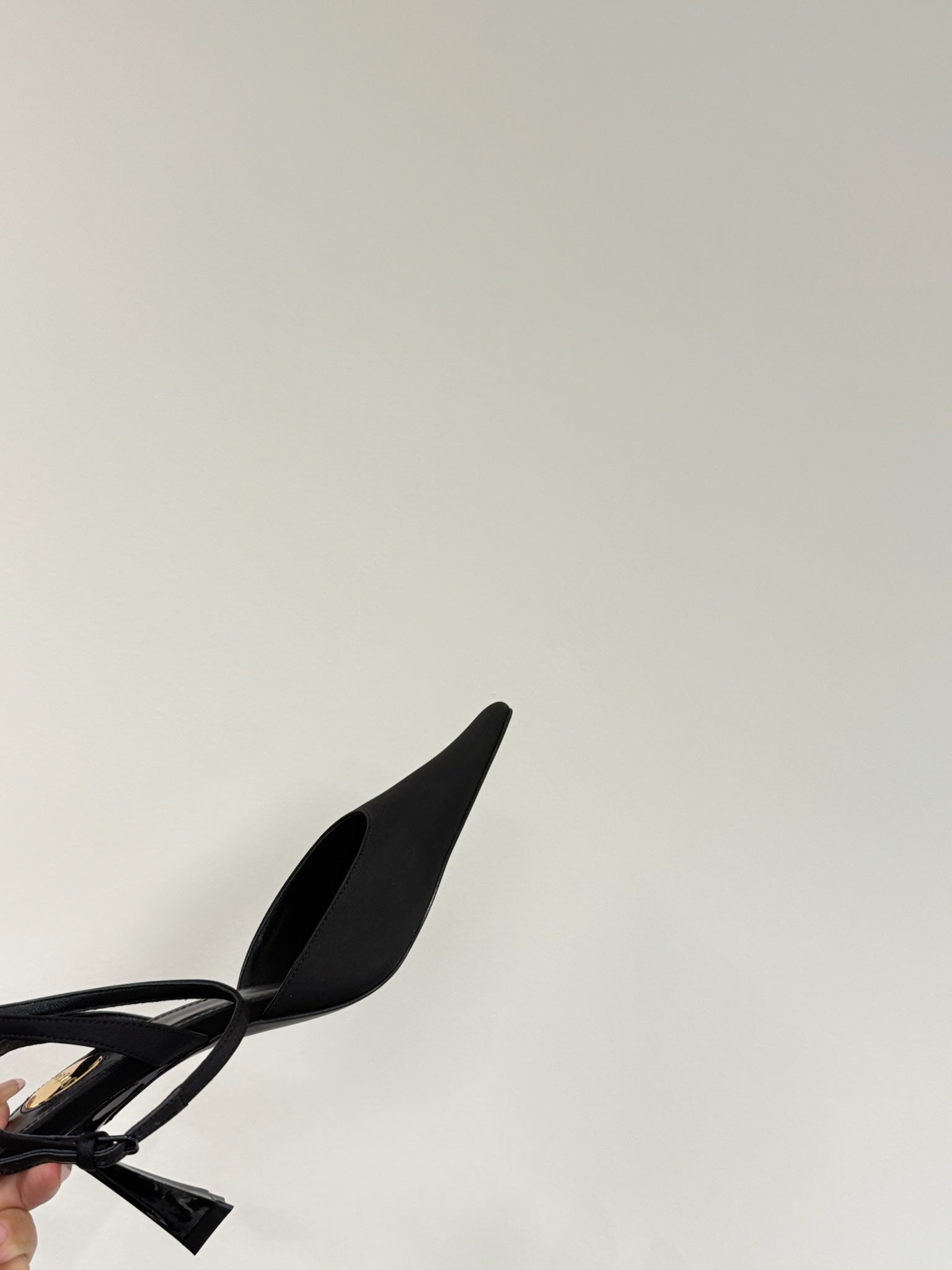 AIMÃ‰E SLINGBACK PUMPS IN BLACK SATIN