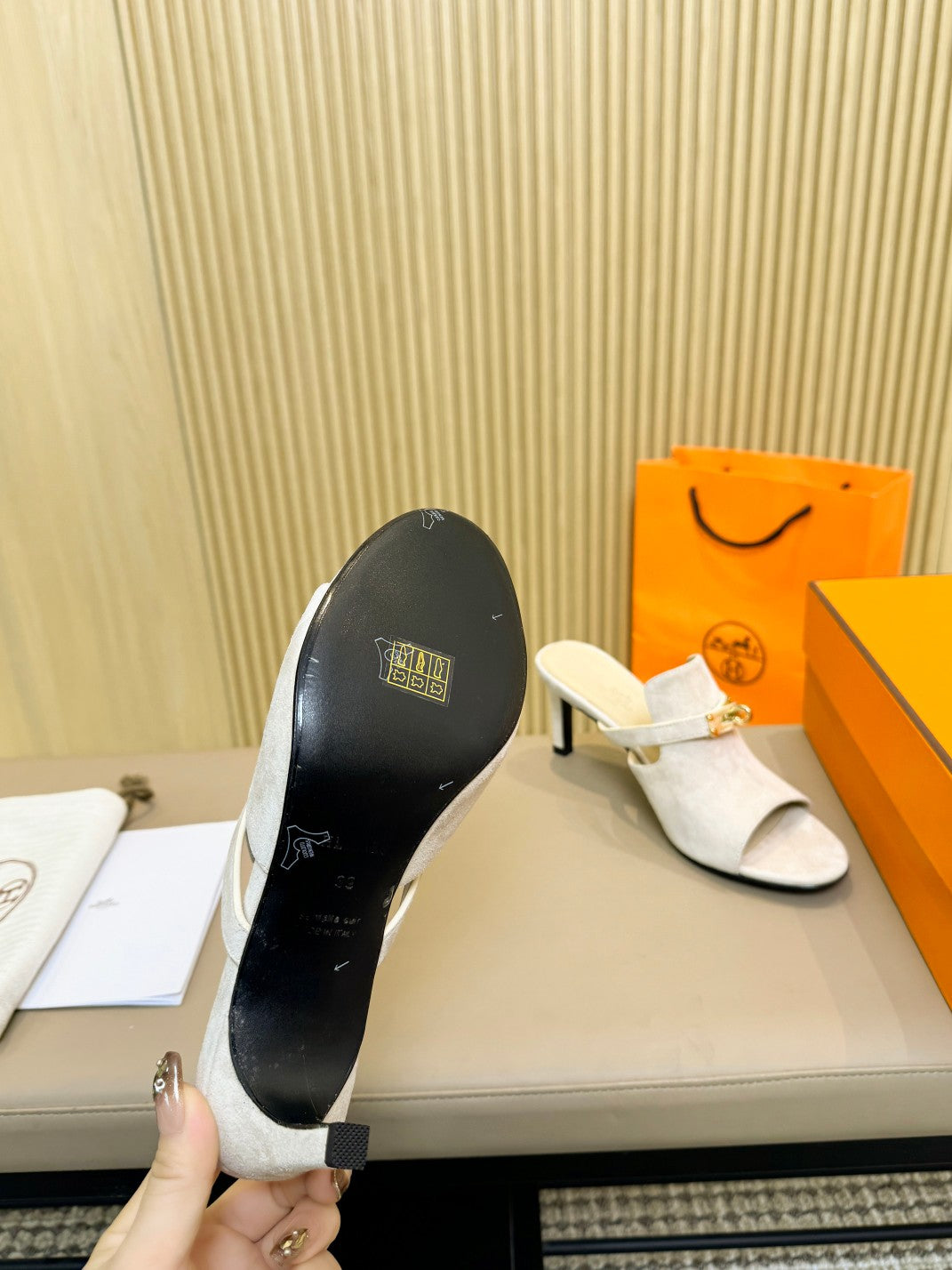 HEDEN MULE 80 WHITE SUEDE