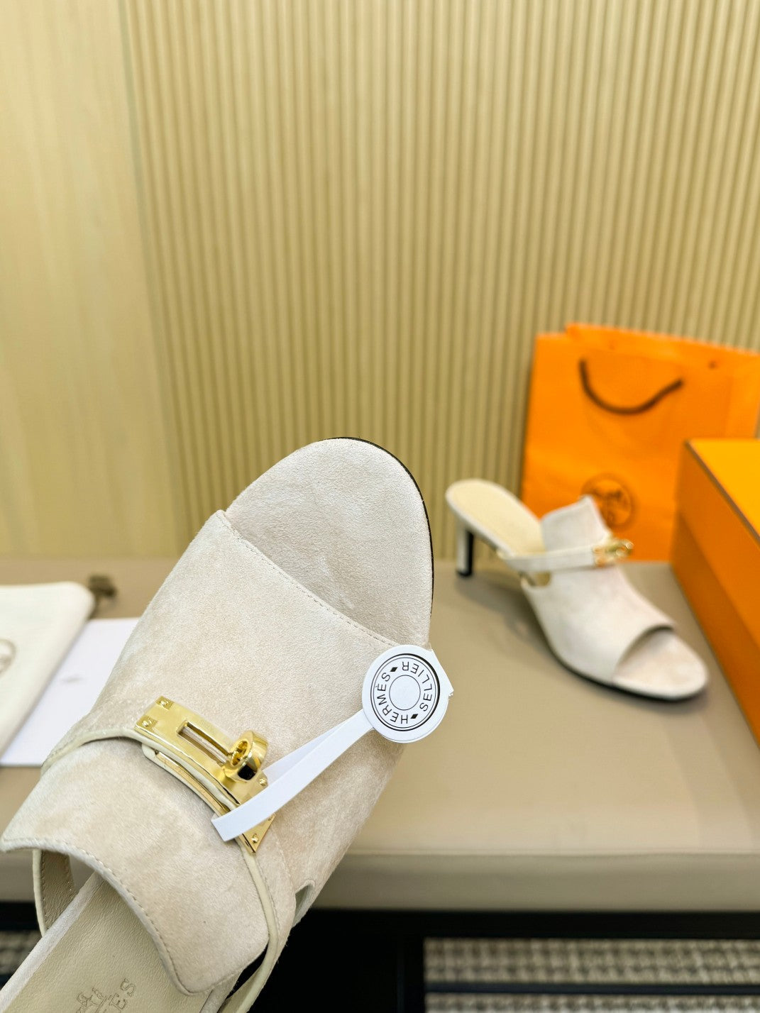 HEDEN MULE 80 WHITE SUEDE