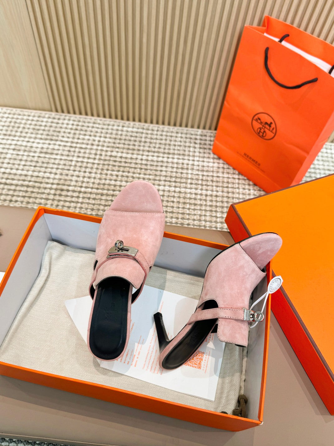 HEDEN MULE 80 LIGHT PINK SUEDE