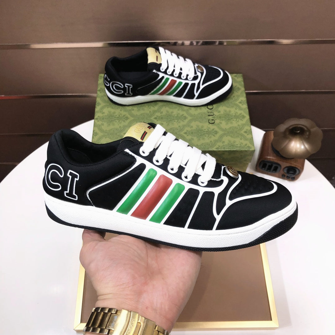 GG Men's Screener Sneaker Black Calfskin 481130