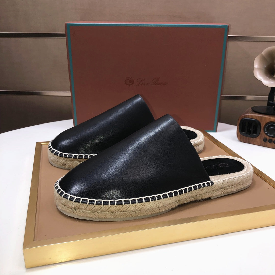 LP SEASIDE WALK MULE BLACK CALFSKIN