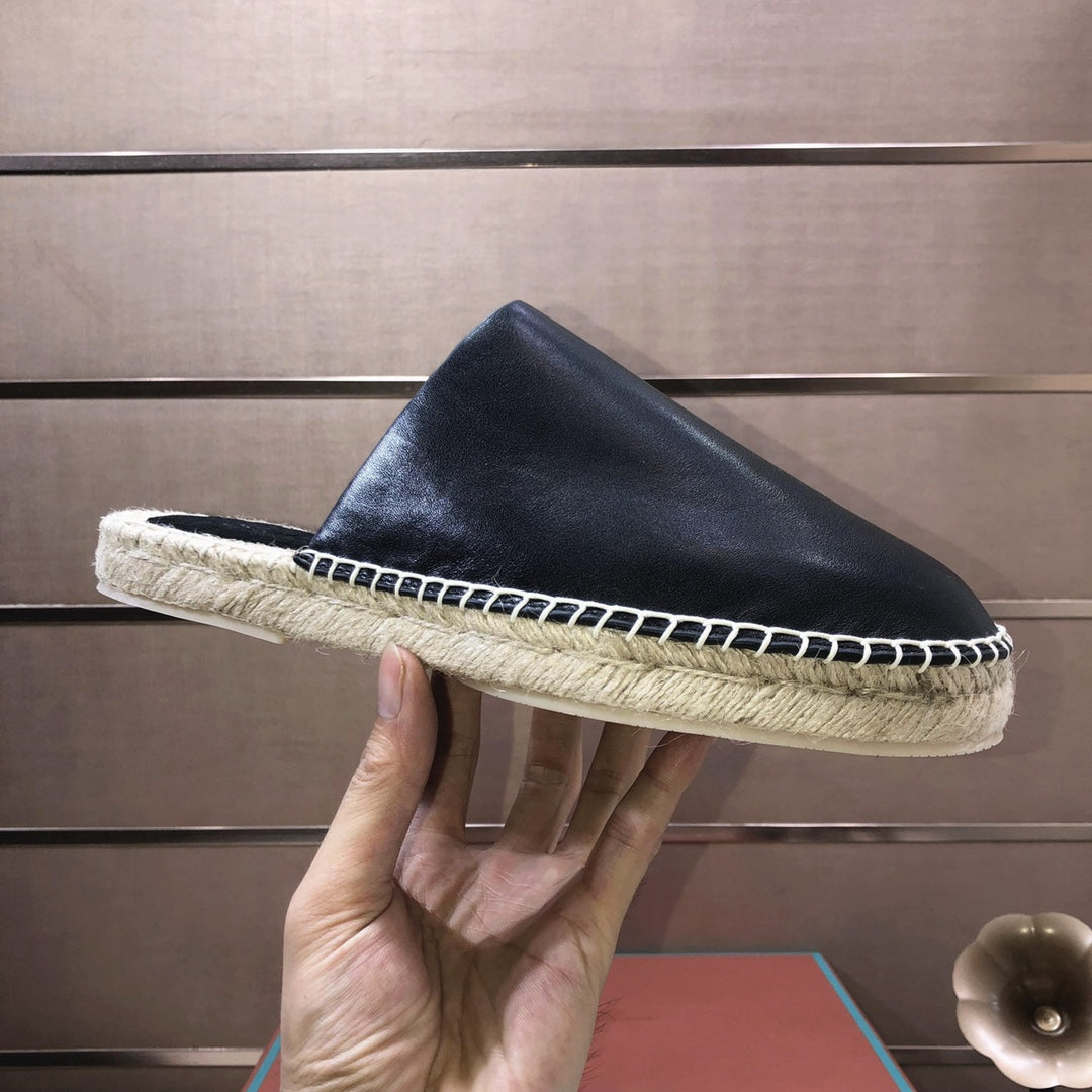 LP SEASIDE WALK MULE BLACK CALFSKIN