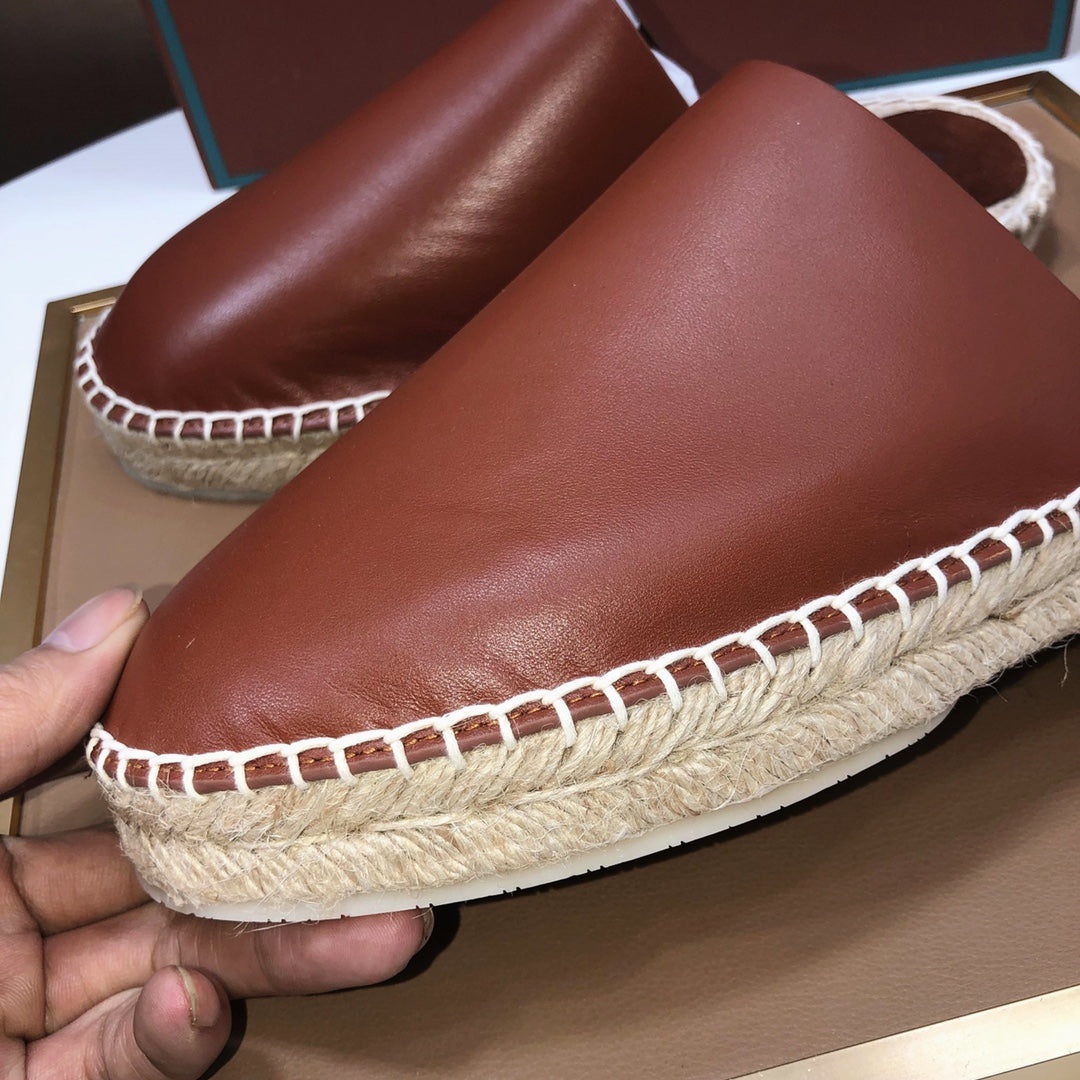 LP SEASIDE WALK MULE DEEP TAN CALFSKIN