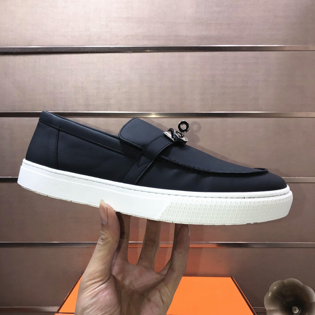 HM Men's Game Slip-on Loafer Black Cowhide 473158