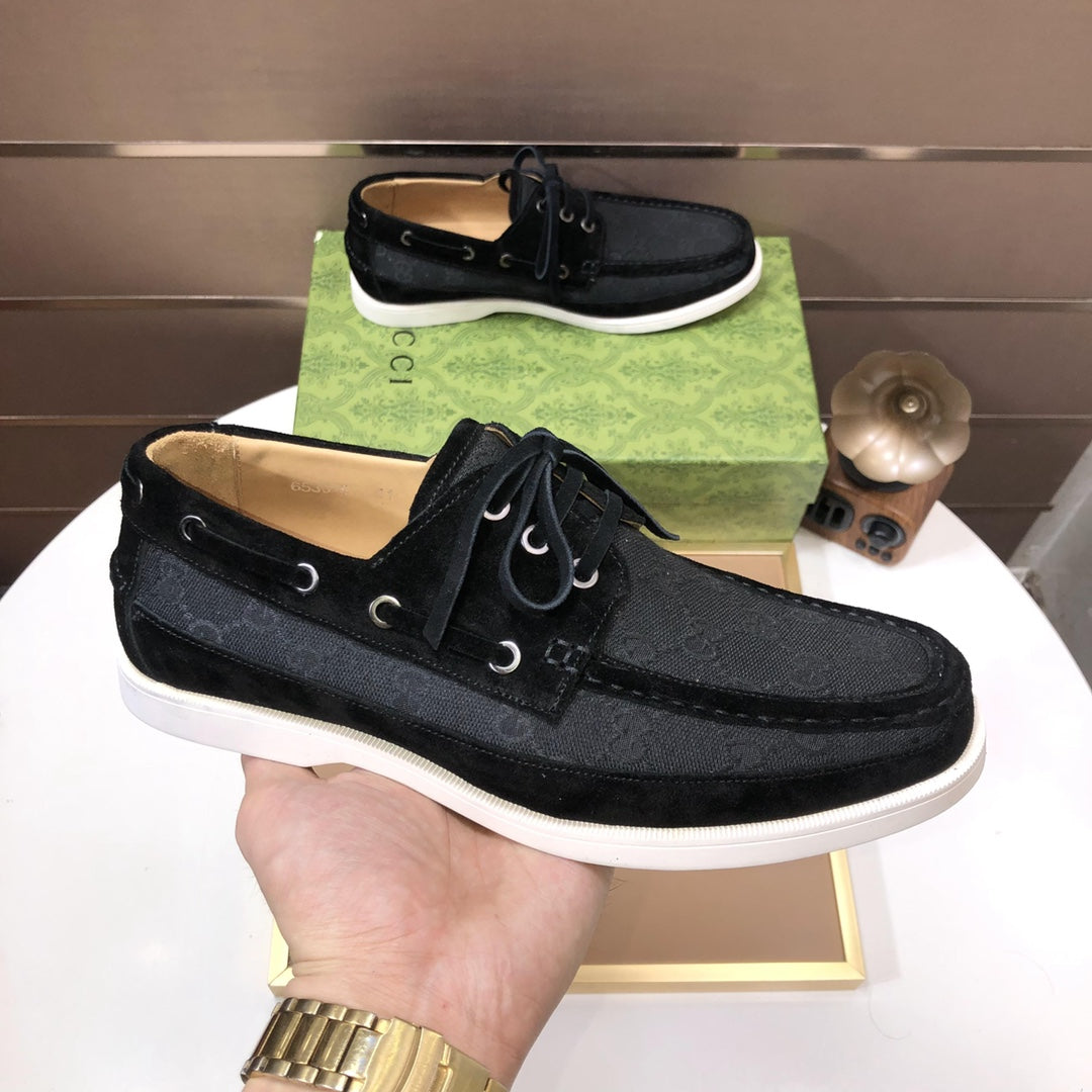 GG Men's Lace Up Loafer Black Suede 507998