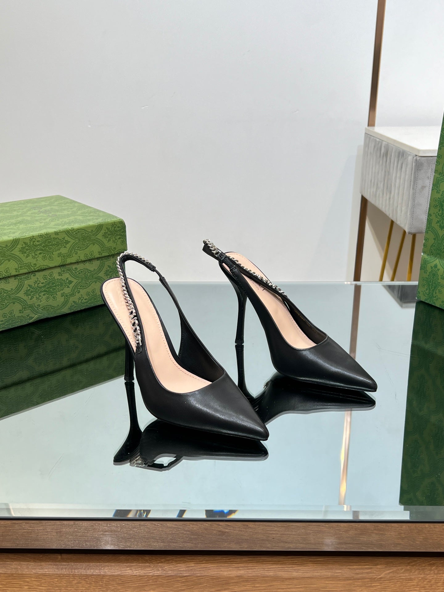 GG SIGNORIA SLINGBACK PUMP BLACK LAMBSKIN