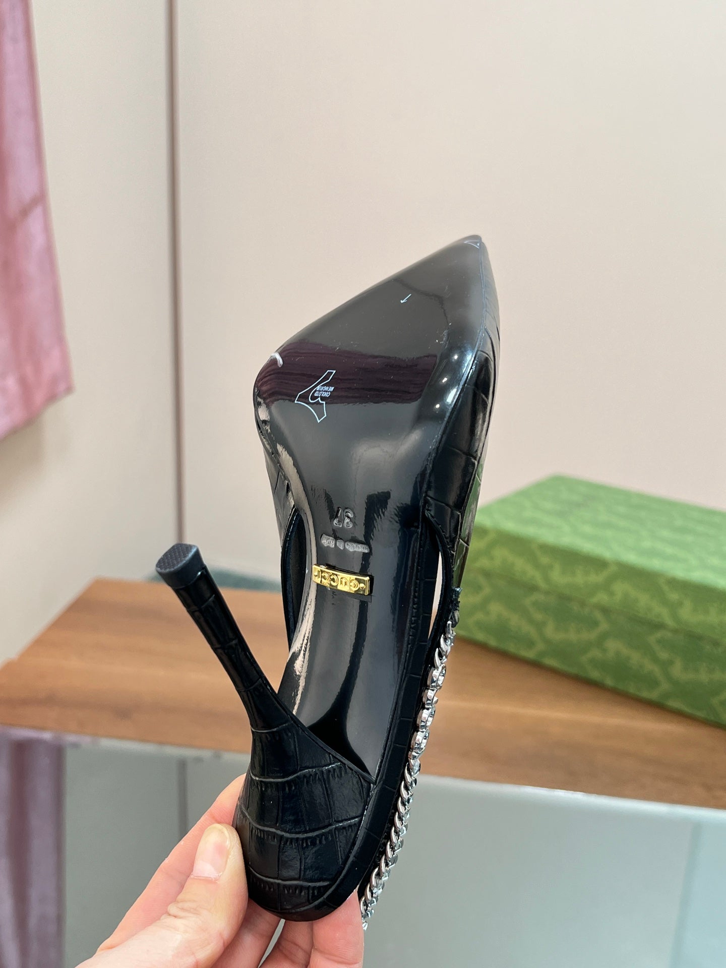 GG SIGNORIA SLINGBACK PUMP BLACK CALFSKIN