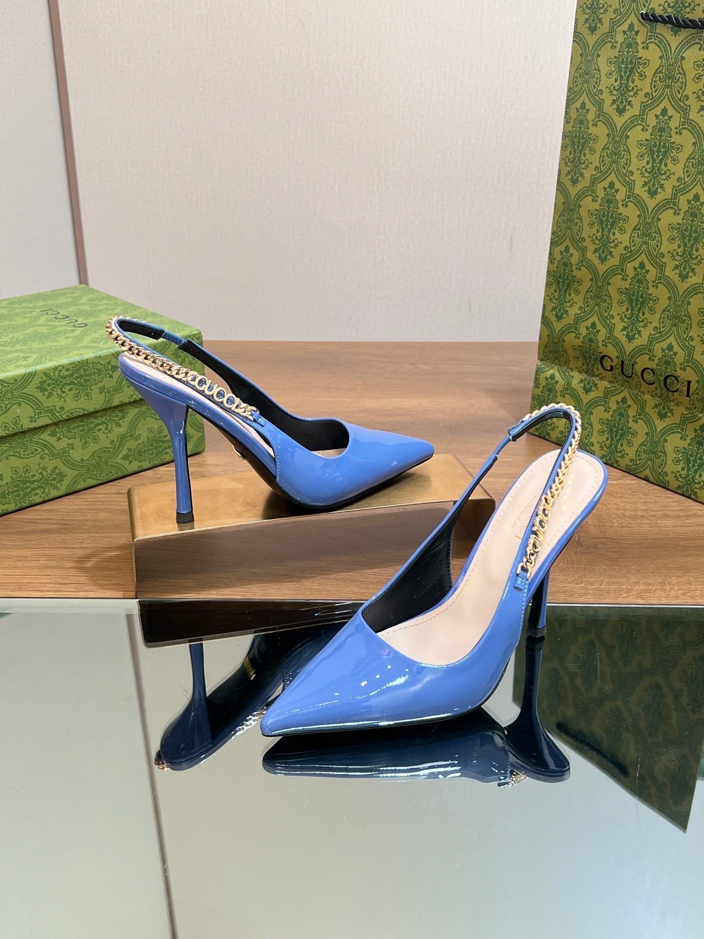 GG SIGNORIA SLINGBACK PUMP SAPPHIRE LAMBSKIN
