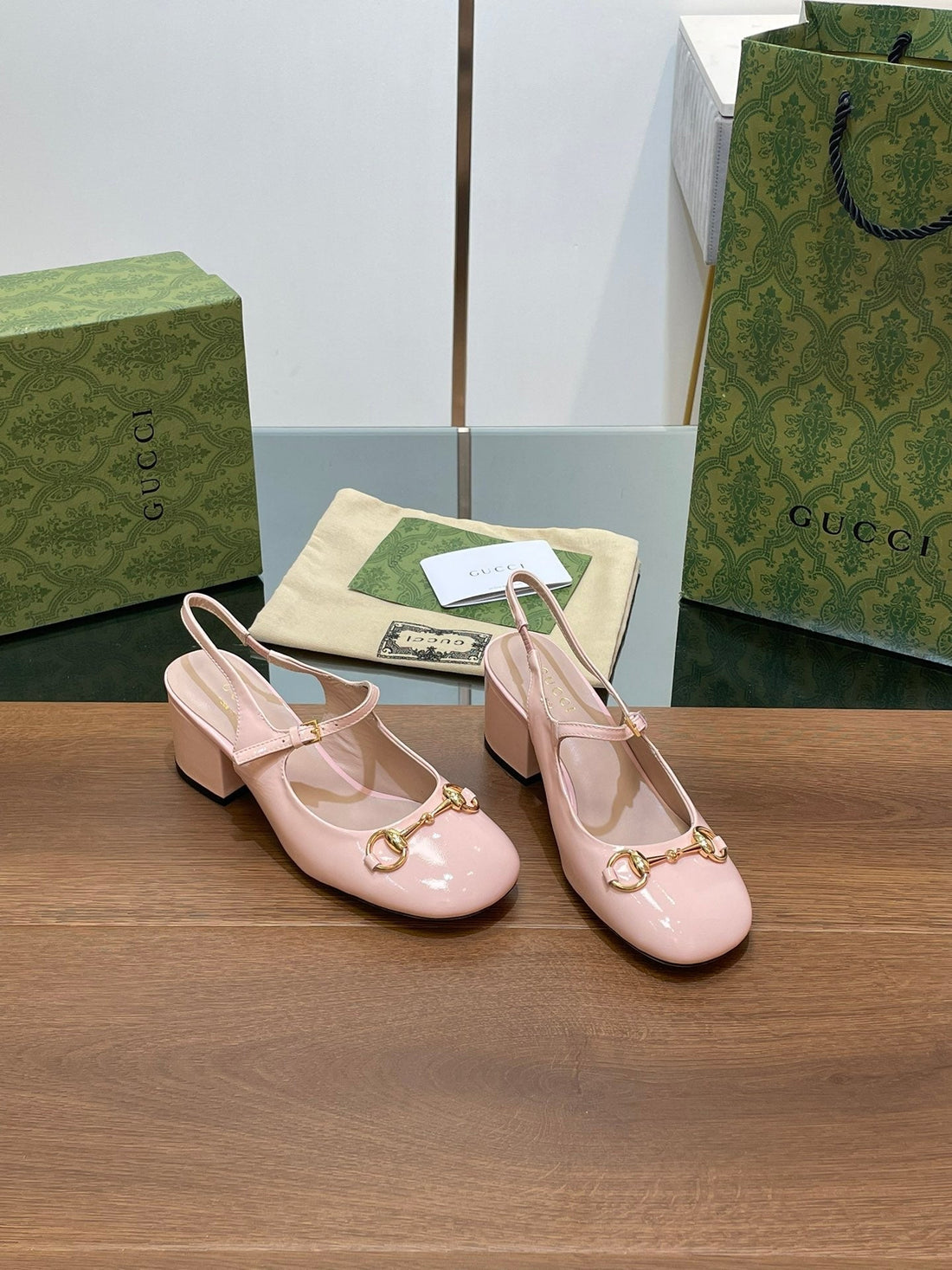 GG HORSEBIT PUMP PASTEL PINK LAMBSKIN