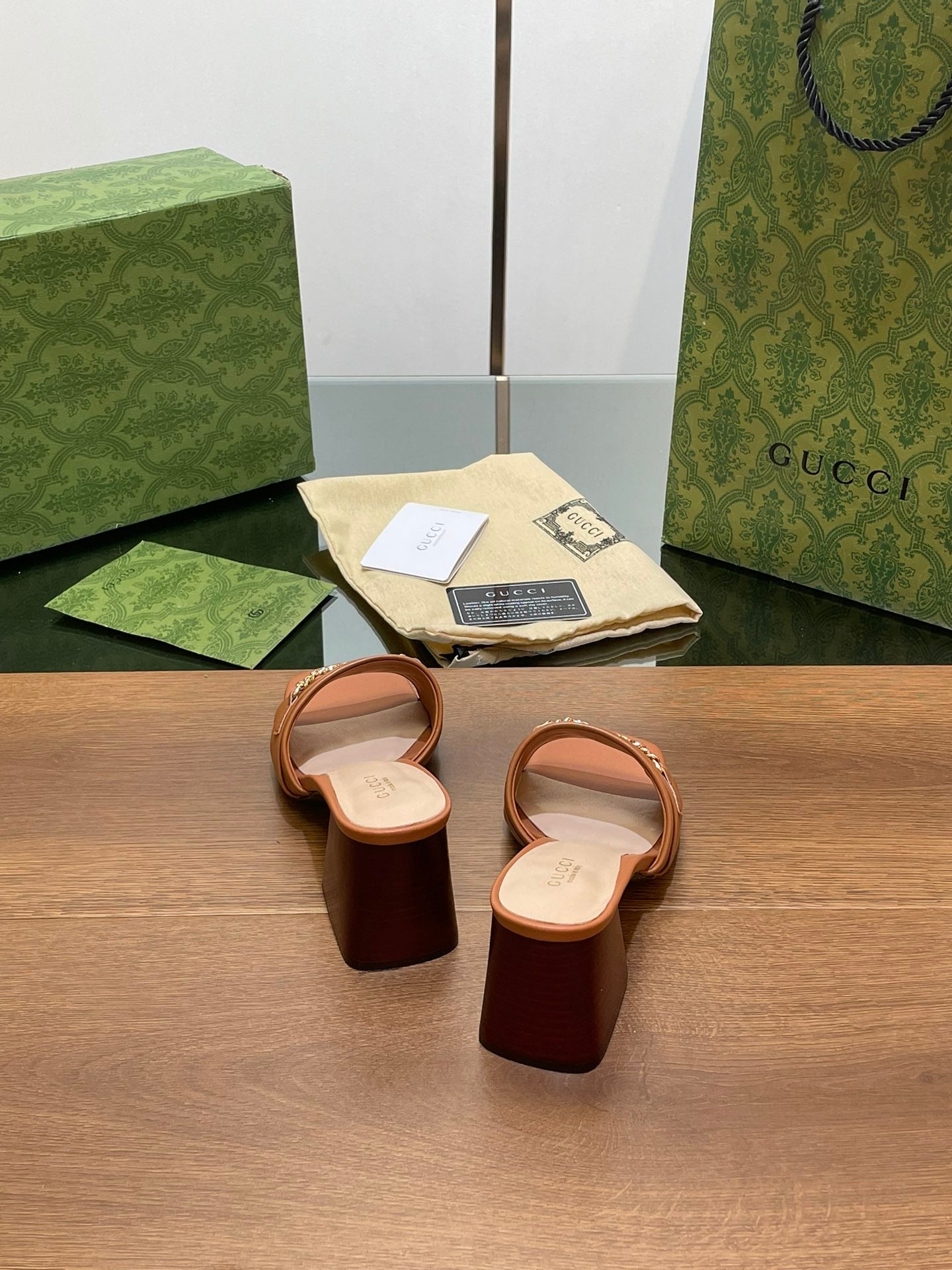 GG SIGNORIA SLIDE SANDAL CARAMEL DENIM