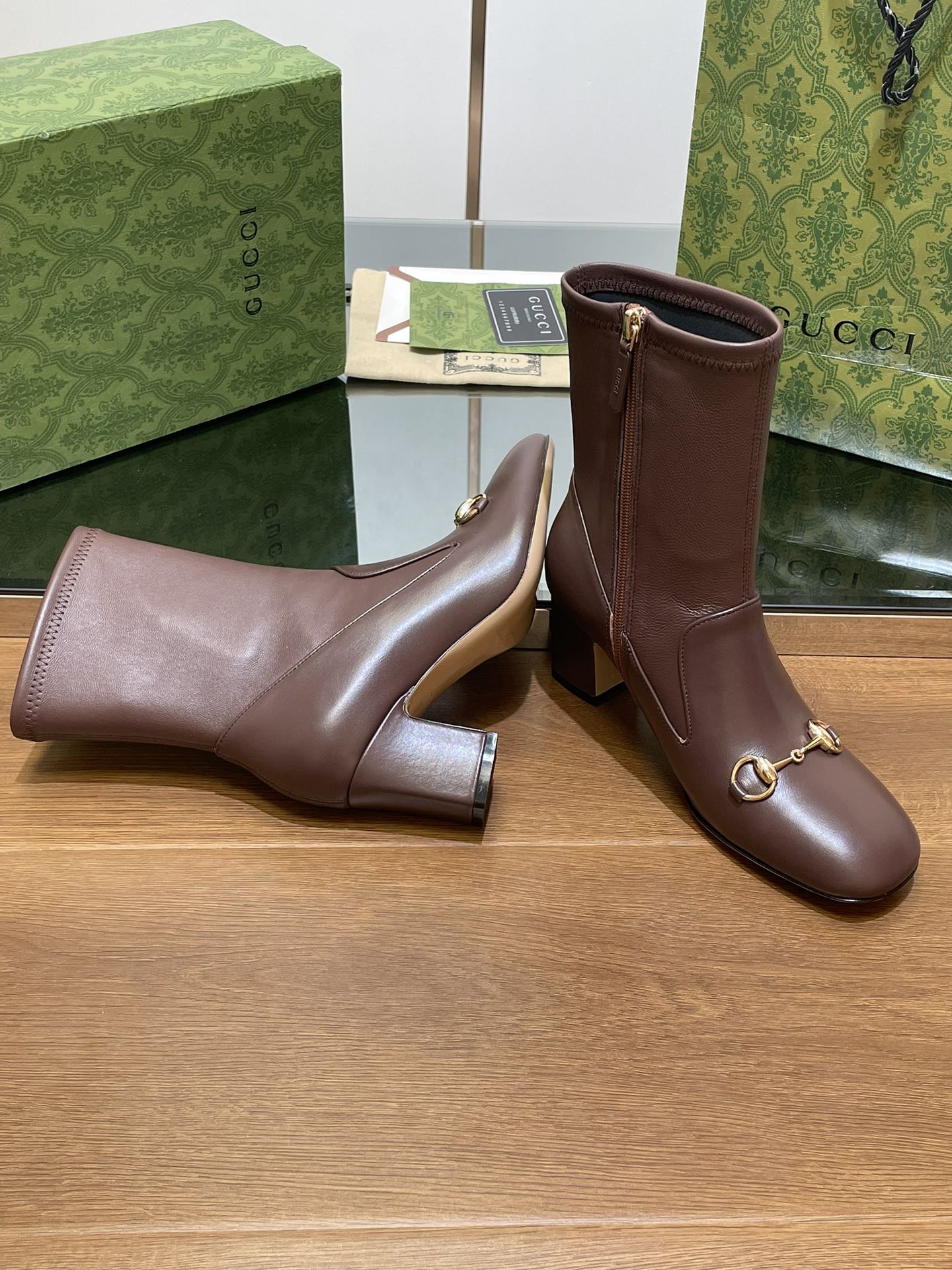 GG Horsebit Ankle Boot 65 Chocolate Calfskin