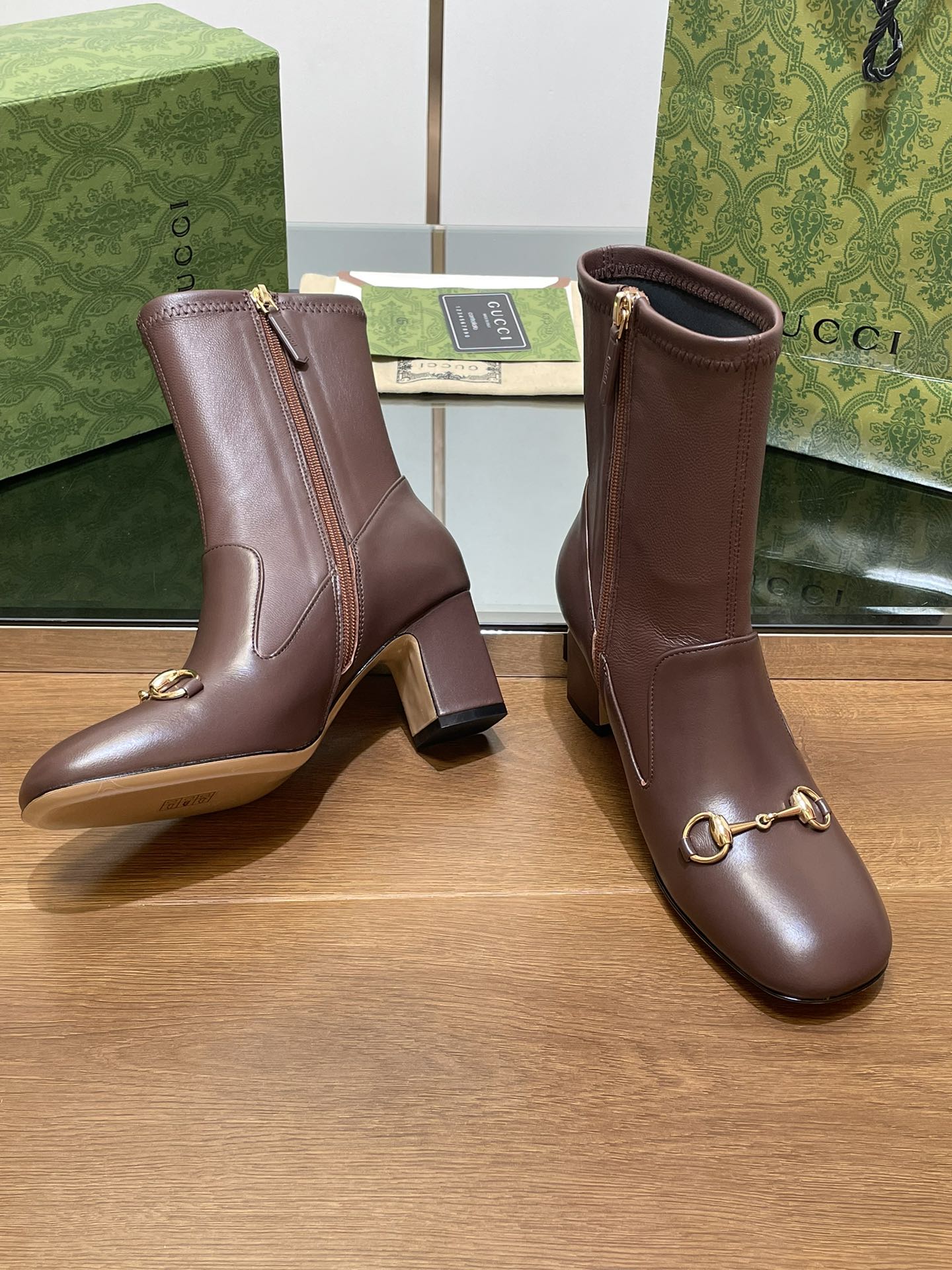 GG Horsebit Ankle Boot 65 Chocolate Calfskin