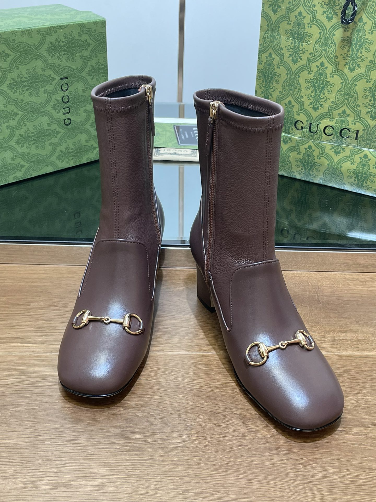 GG Horsebit Ankle Boot 65 Chocolate Calfskin