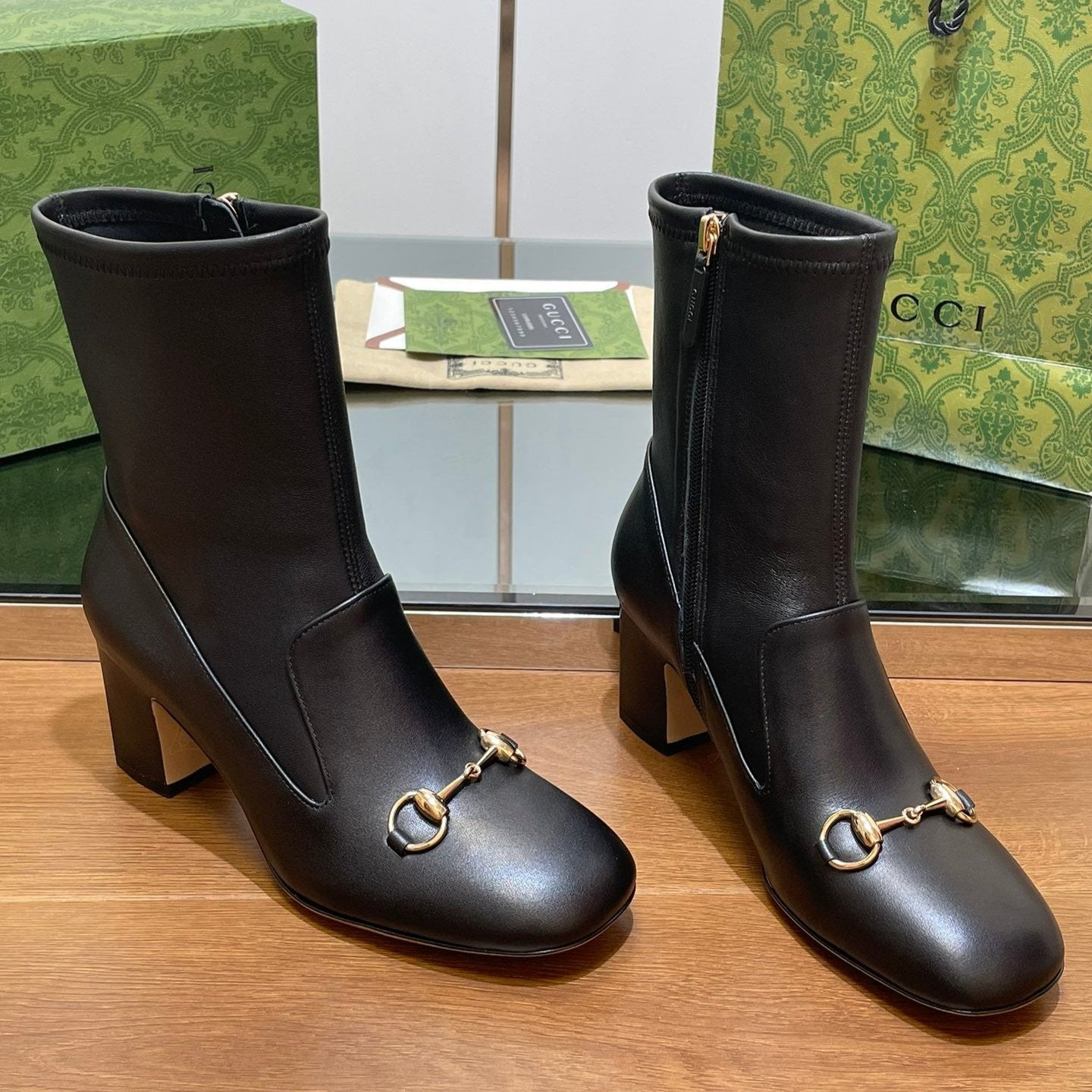 GG Horsebit Ankle Boot 65 Black Calfskin
