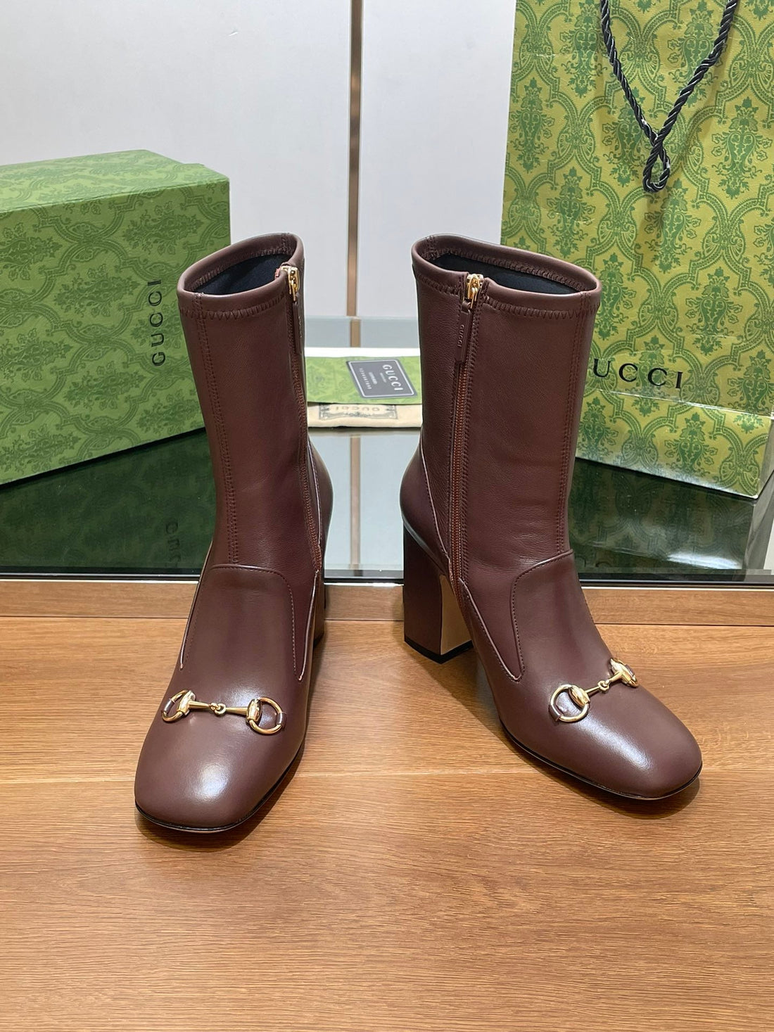 GG Horsebit Ankle Boot 95 Chocolate Calfskin