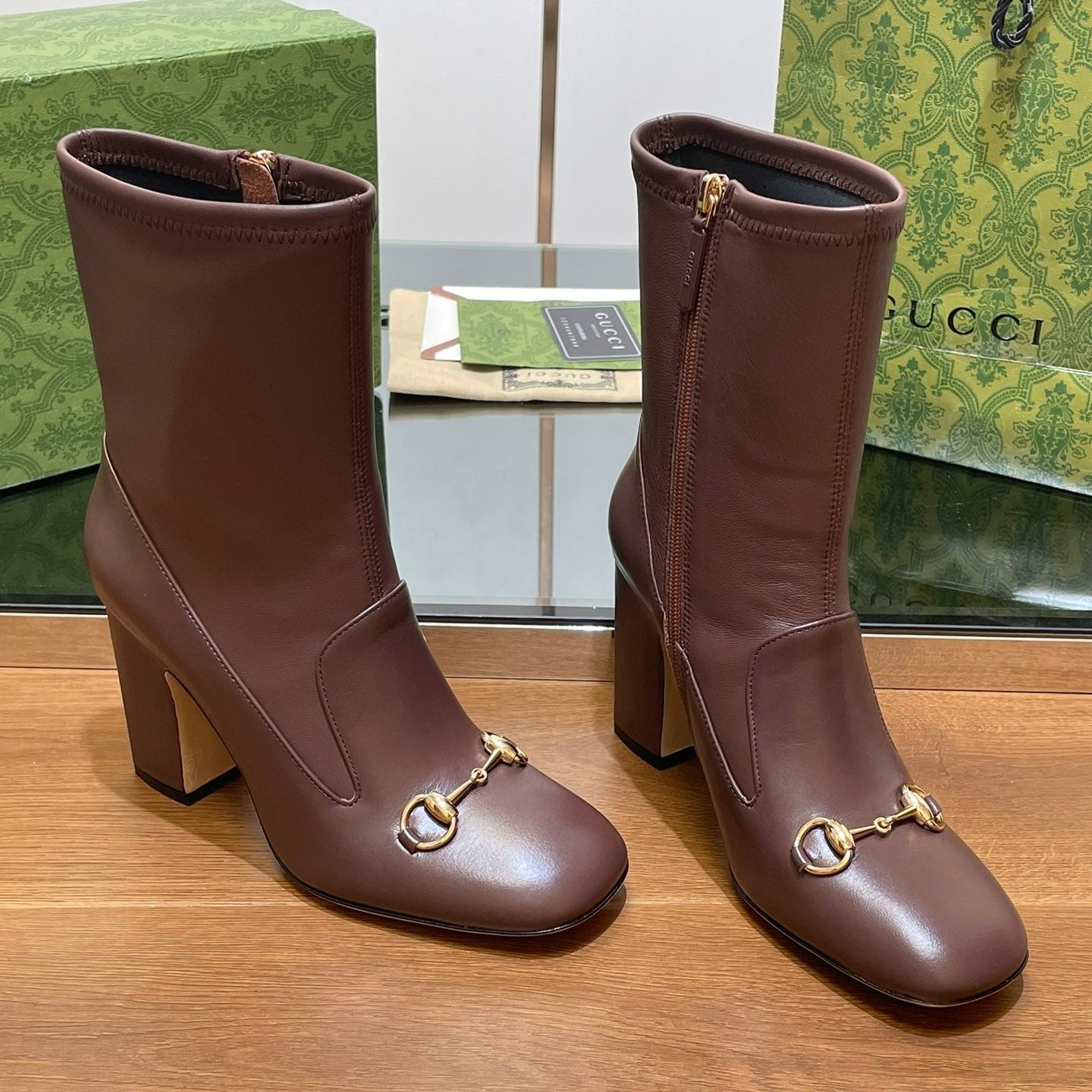 GG Horsebit Ankle Boot 95 Chocolate Calfskin