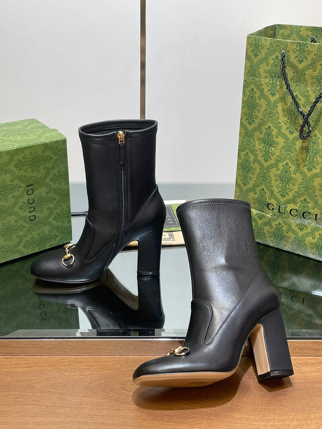 GG Horsebit Ankle Boot 95 Black Calfskin