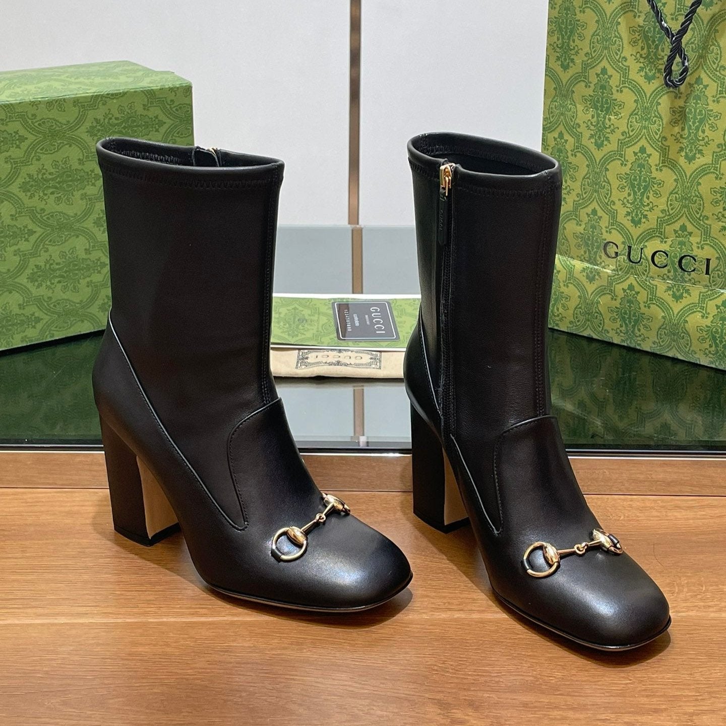 GG Horsebit Ankle Boot 95 Black Calfskin