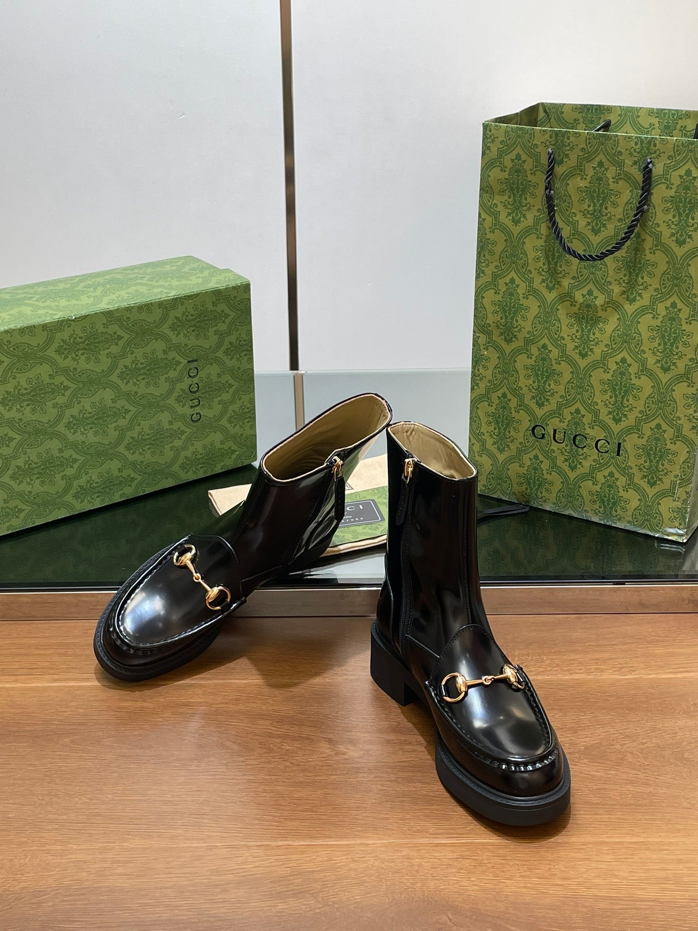 GG Horsebit Ankle Boot Black Calfskin