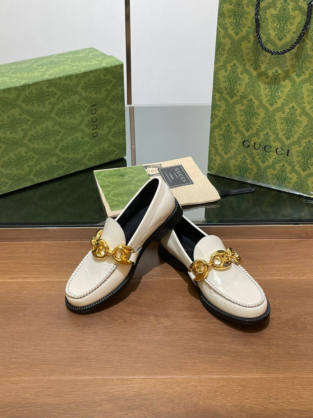 GG Marina Loafer Cream Patent Calfskin