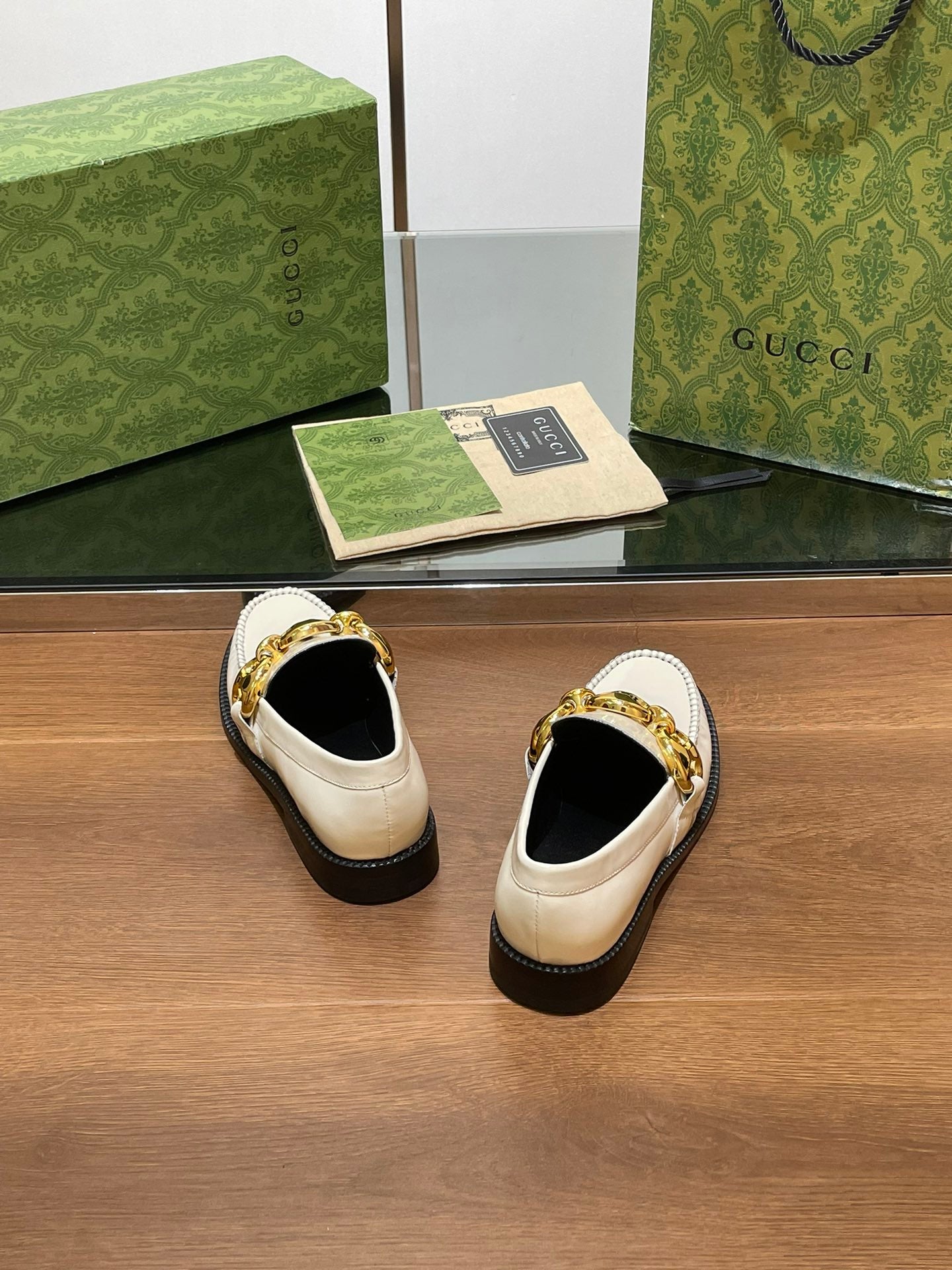 GG LOAFER SHOES IN WHITE CALFSKIN
