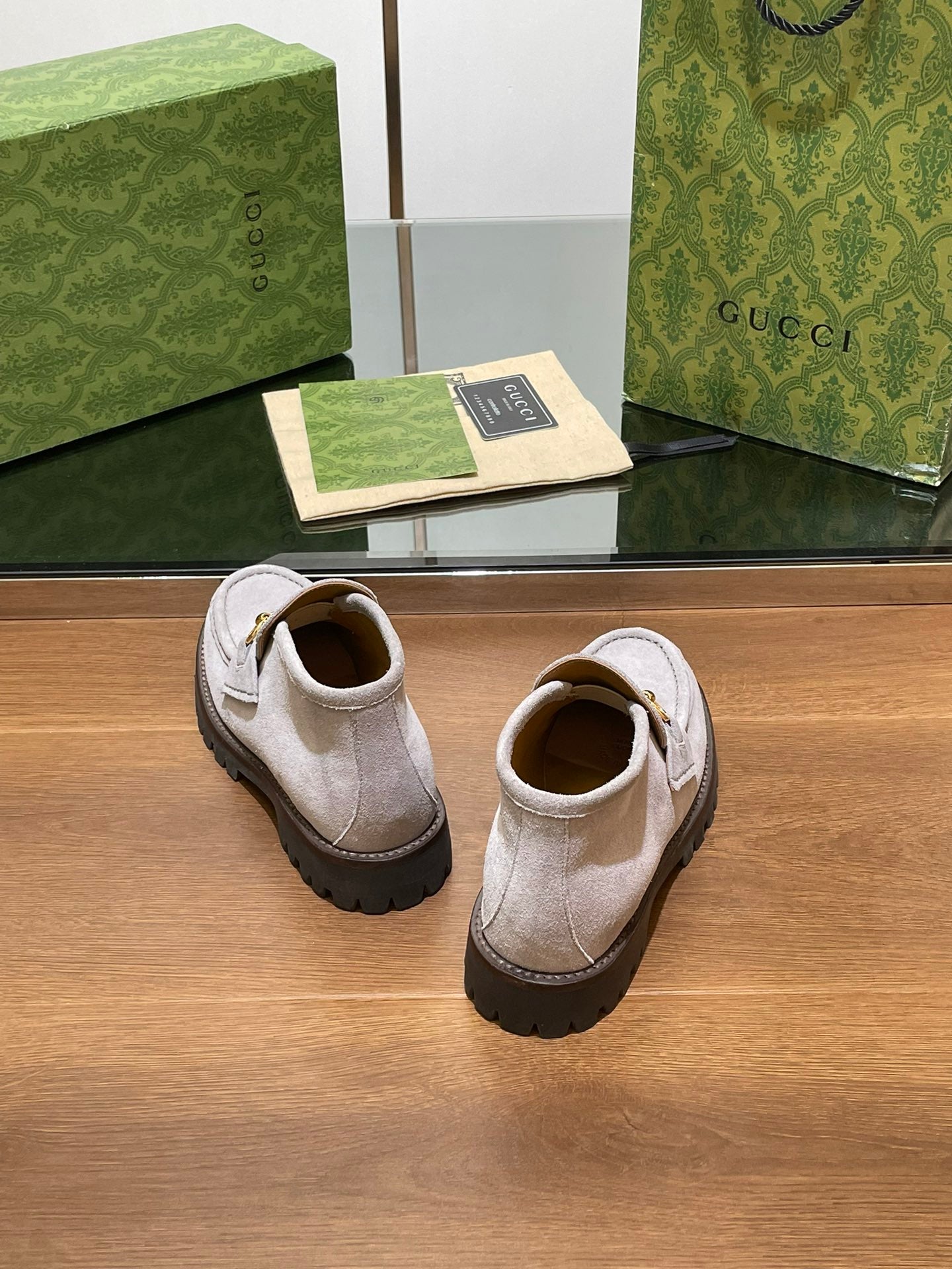 GG Ankle Boot With Horsebit 15 Grey Suede