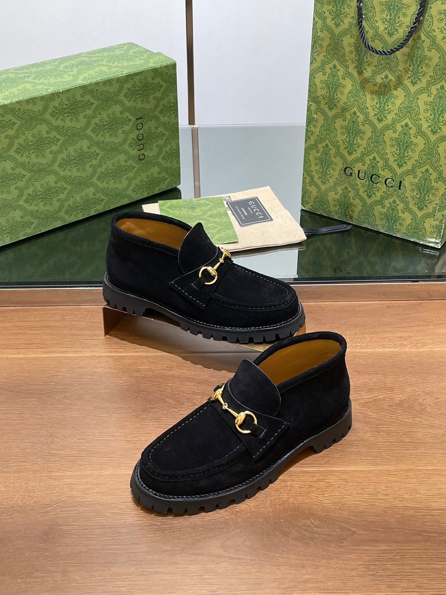 GG Ankle Boot With Horsebit 15 Black Suede