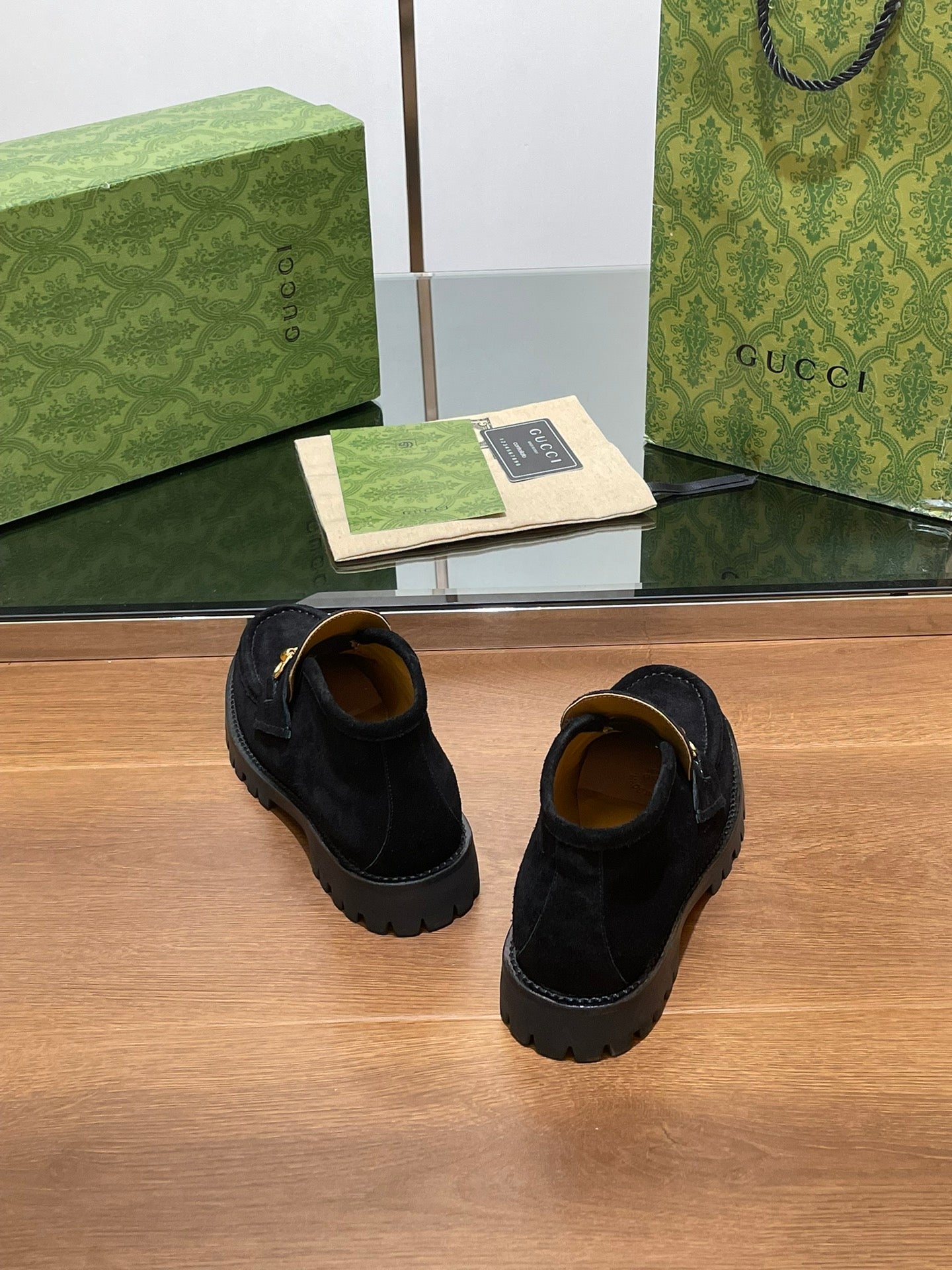 GG Ankle Boot With Horsebit 15 Black Suede