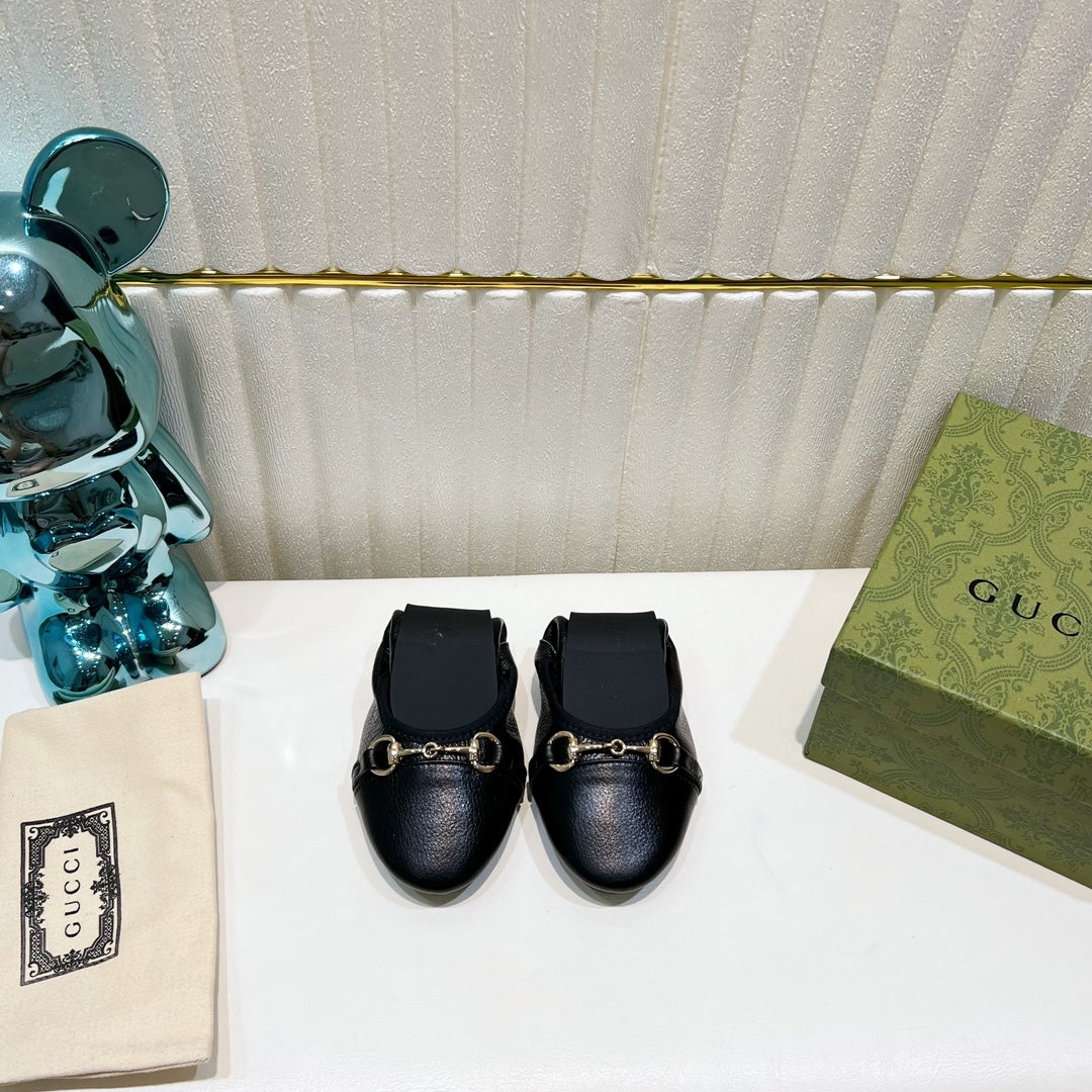 GG BALLET SUPER SLIM BUCKLE BLACK LAMBSKIN