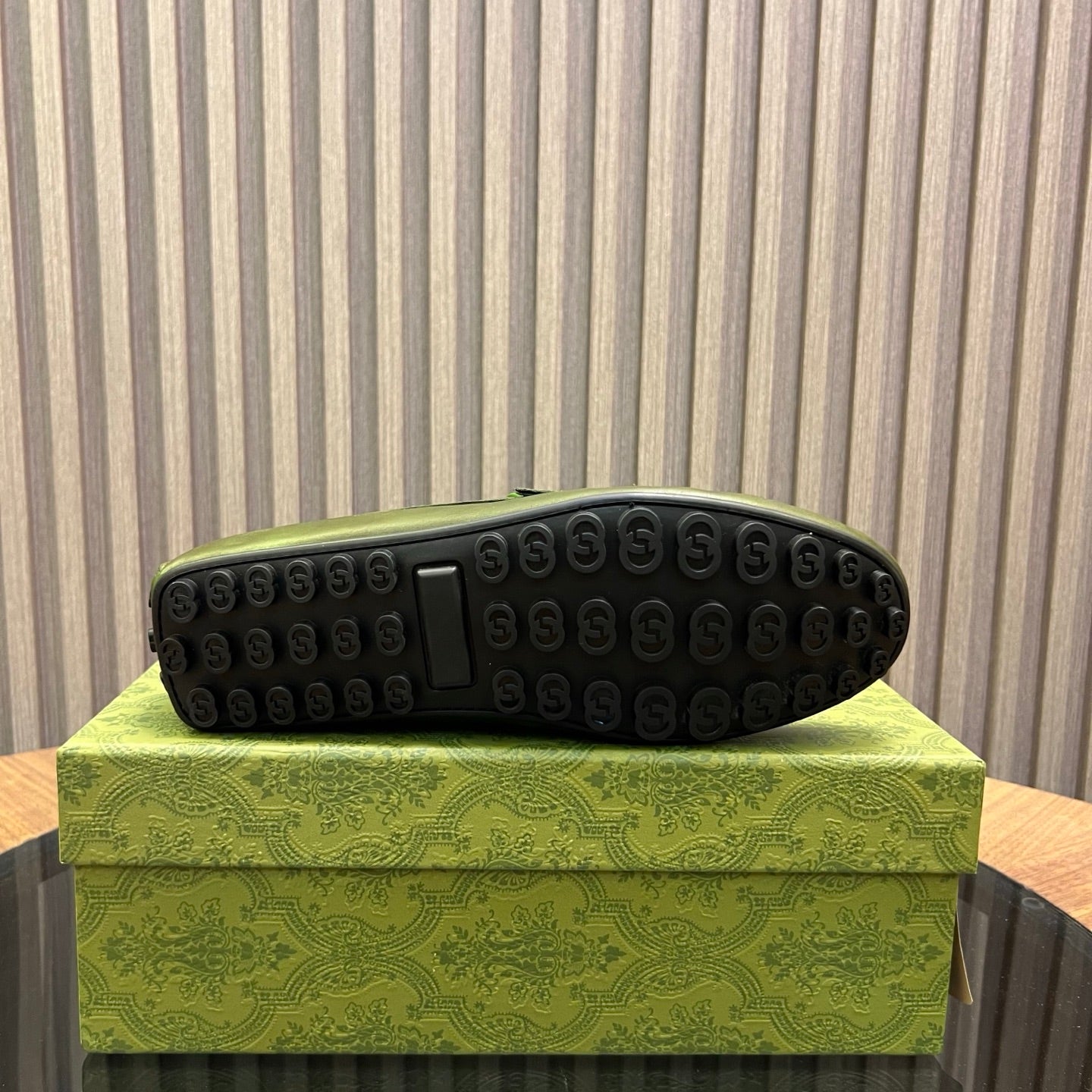 GG Men's Loafer Green Cowhide 731293