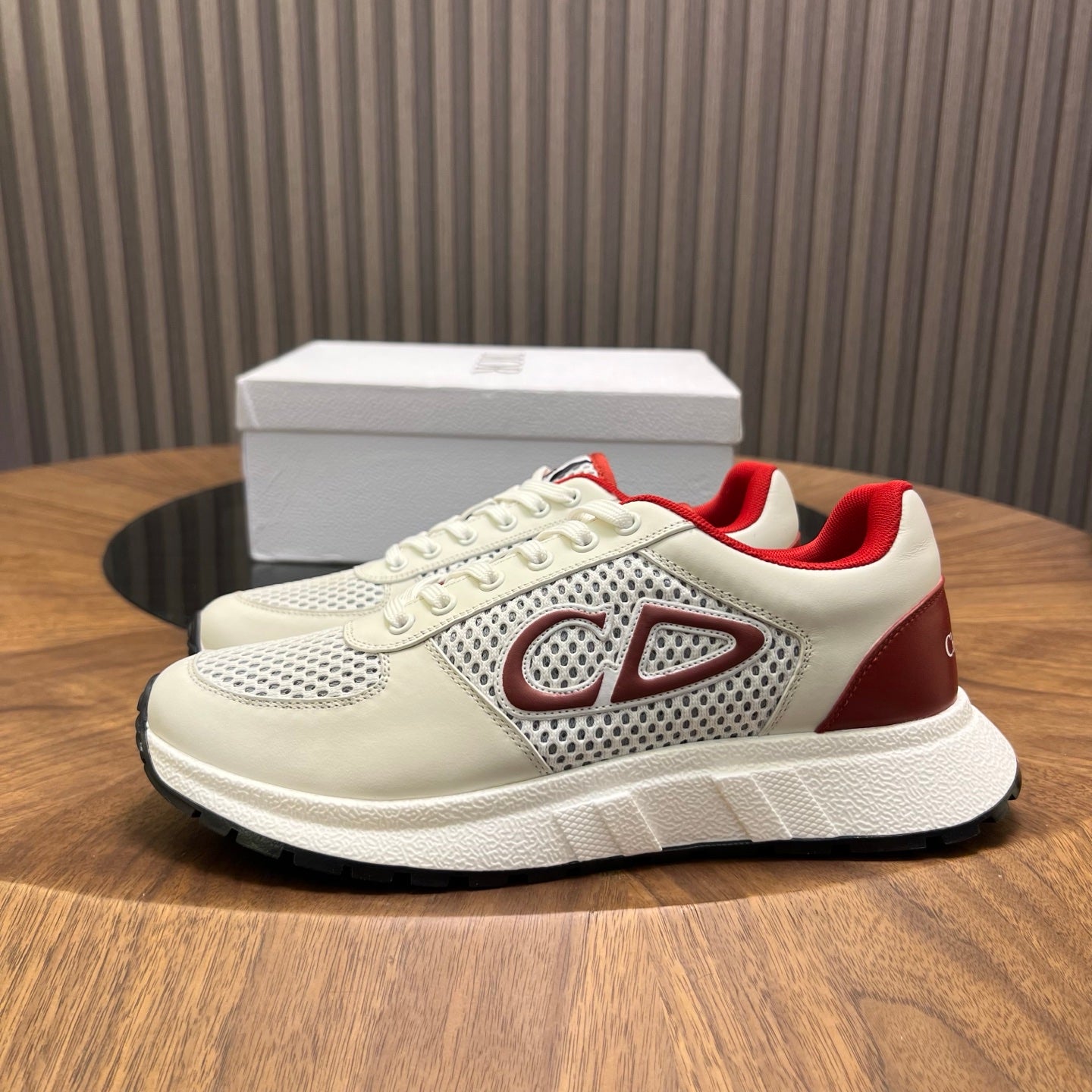 CD Sneaker White Red Mesh Cowhide 750363