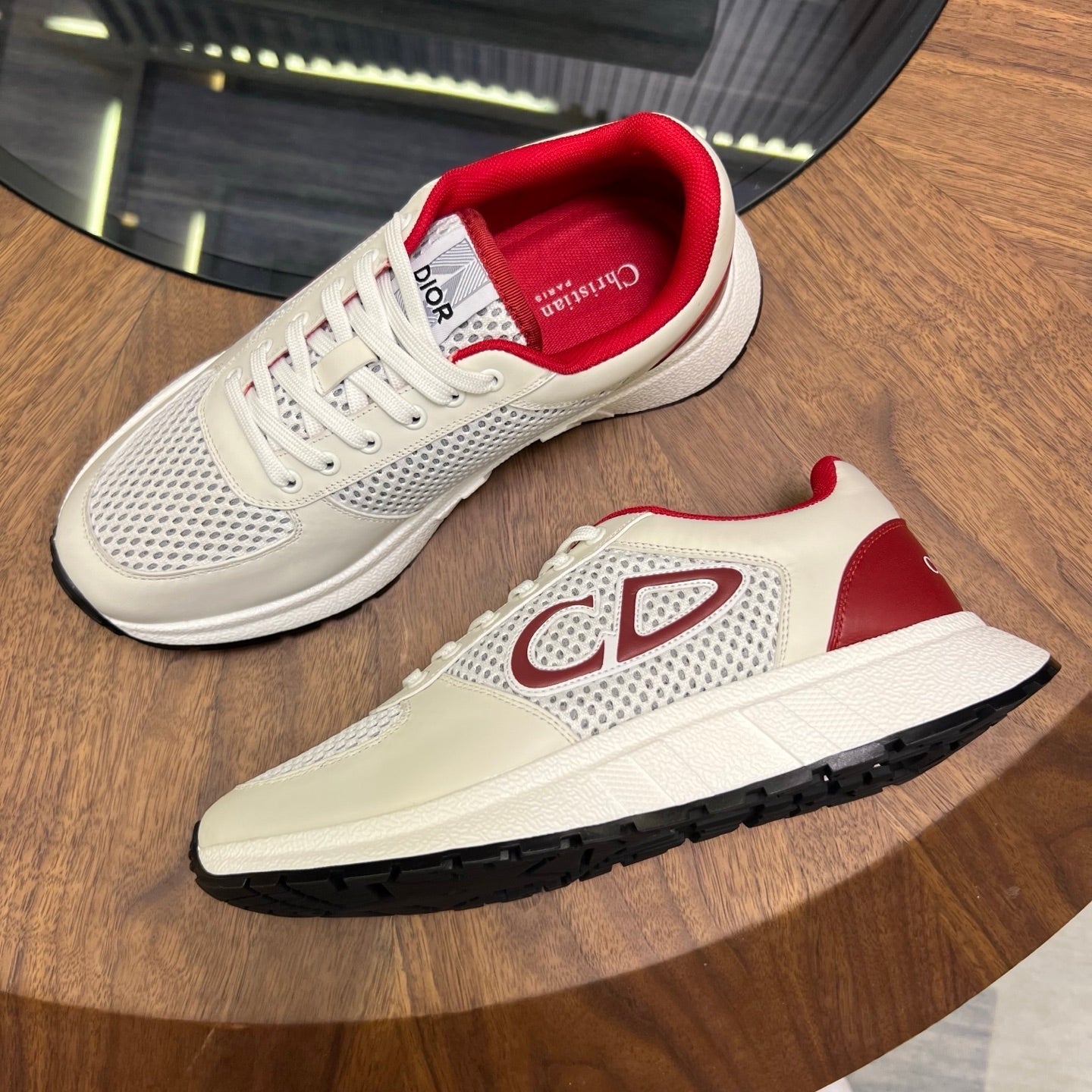 CD Sneaker White Red Mesh Cowhide 750363