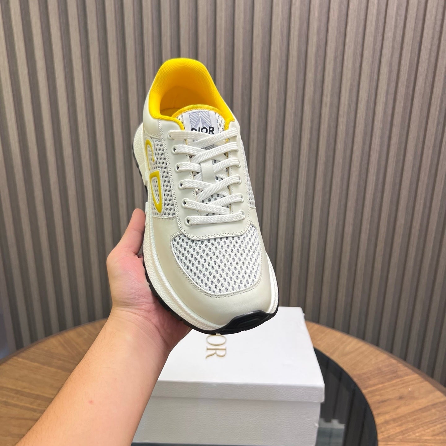 CD Sneaker White Yellow Mesh Cowhide 750362