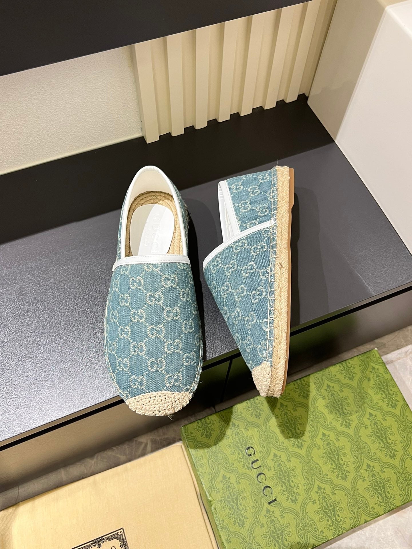 GG Men's Espadrilles Loafer Blue Denim 595984