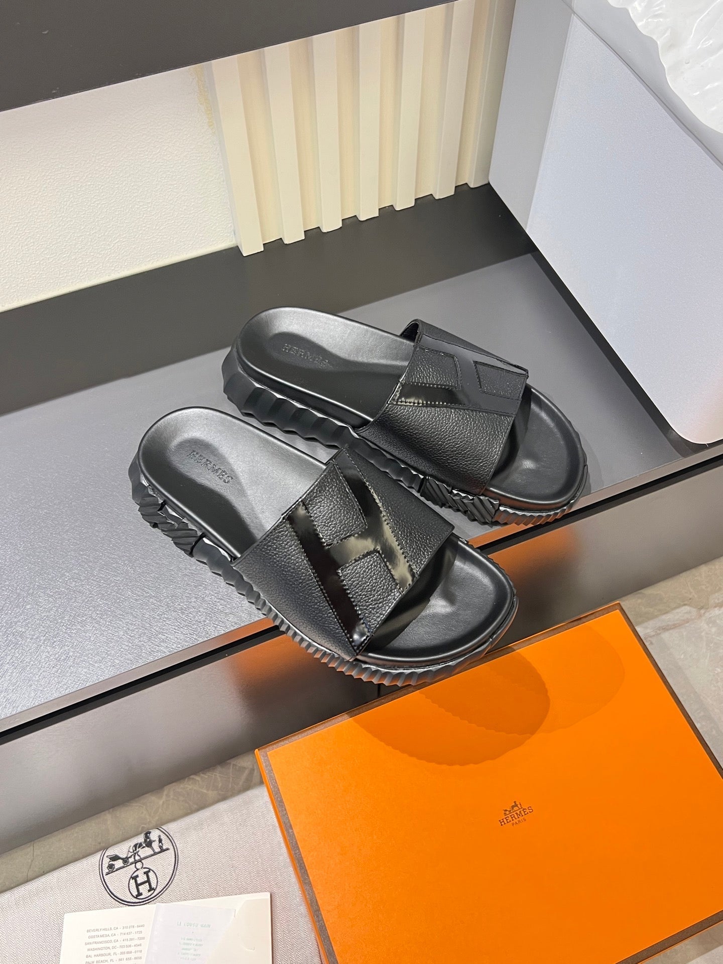 HM Men's Slide Black Cowhide 590801