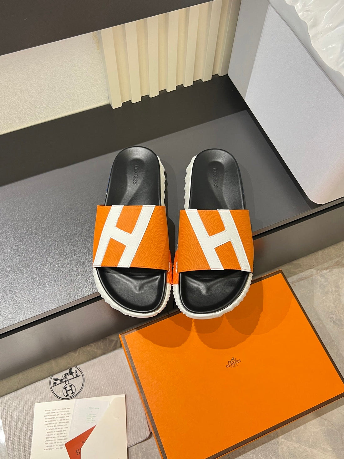 HM Men's Slide Orange Cowhide 590803