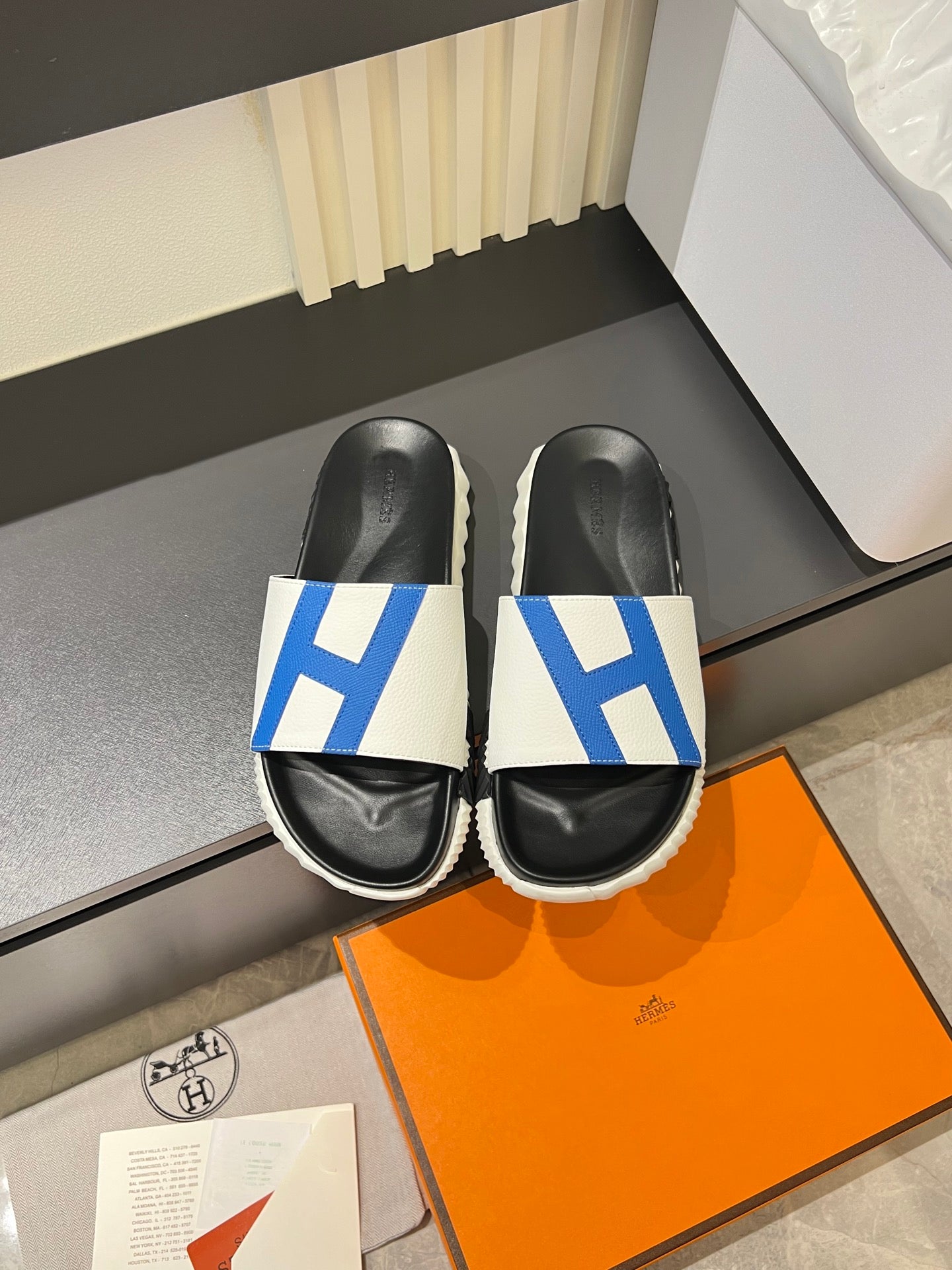 HM Men's Slide White Cowhide 590804