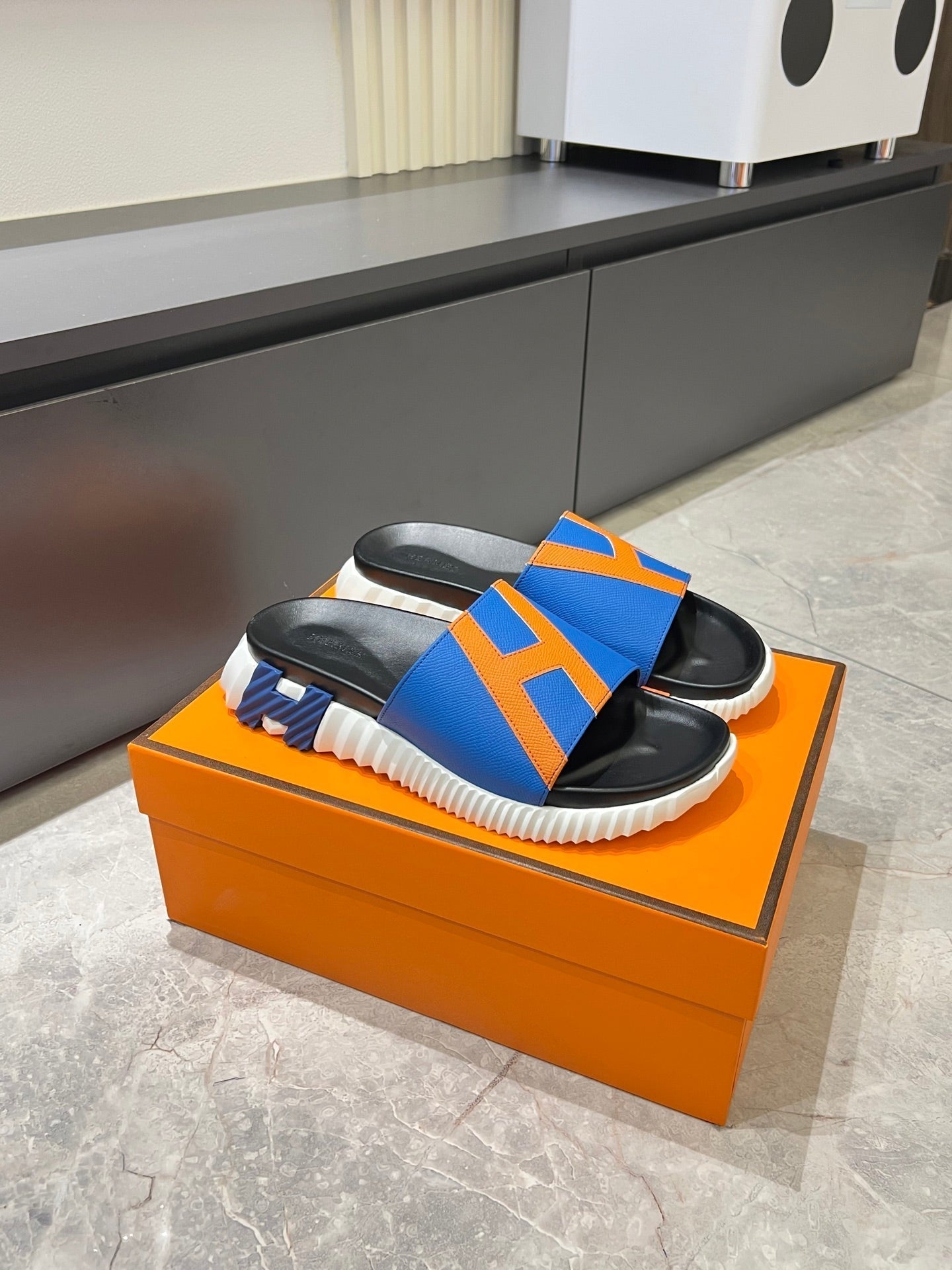 HM Men's Slide Blue Cowhide 590805