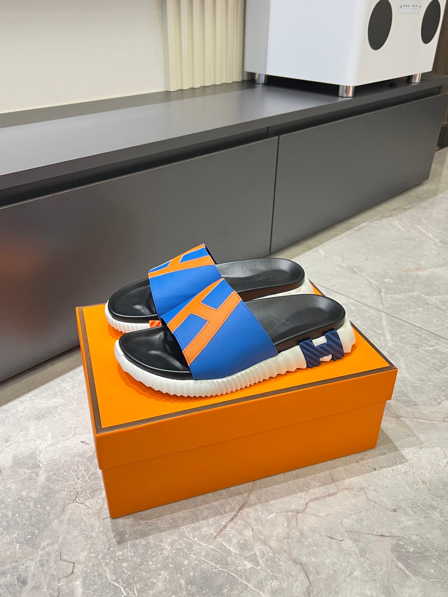 HM Men's Slide Blue Cowhide 590805