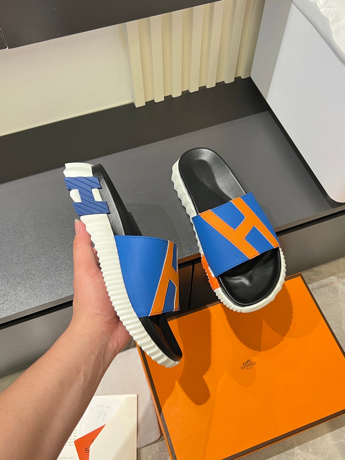 HM Men's Slide Blue Cowhide 590805