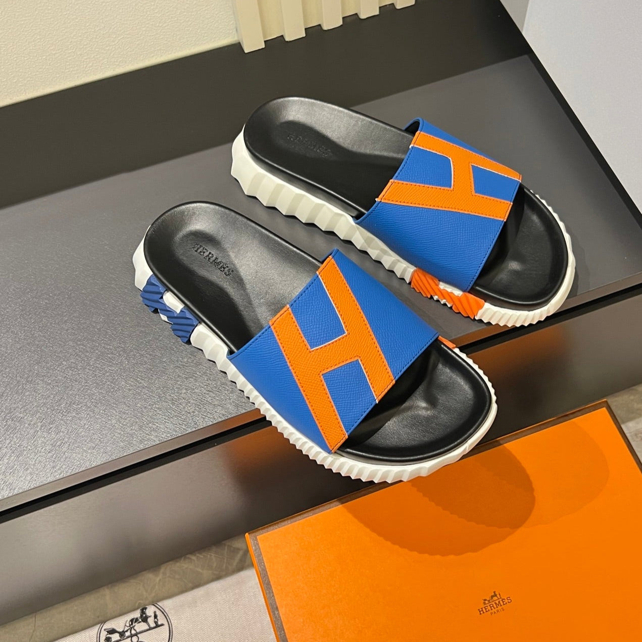 HM Men's Slide Blue Cowhide 590805