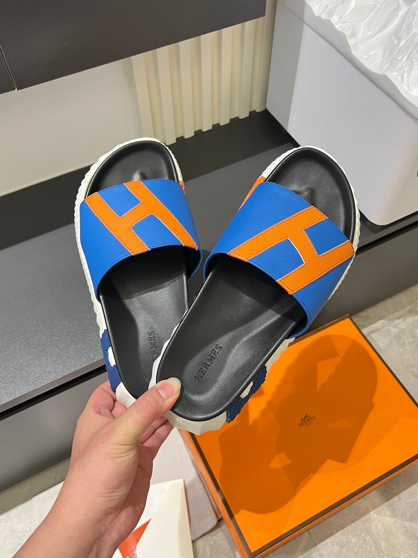 HM Men's Slide Blue Cowhide 590805