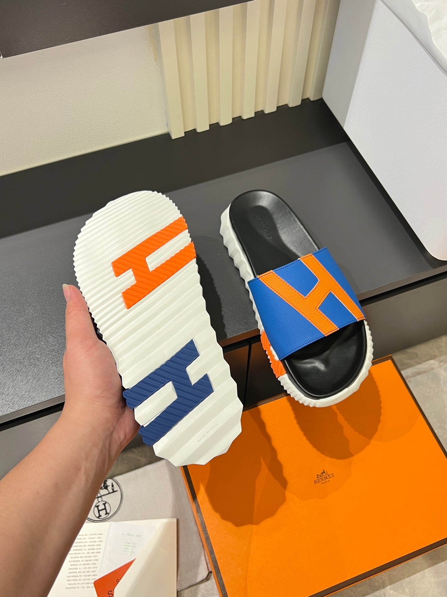 HM Men's Slide Blue Cowhide 590805